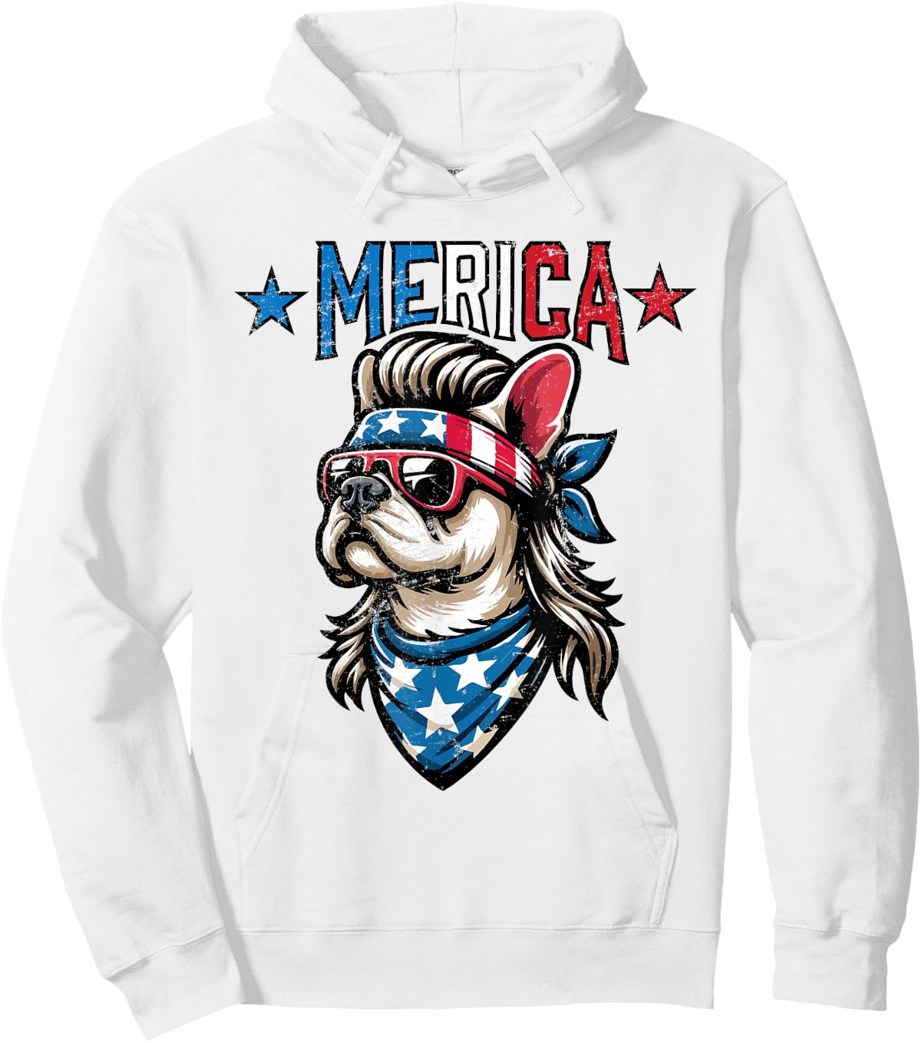 Patriotic French Bulldog - Merica Hoodie - Hoodie | White