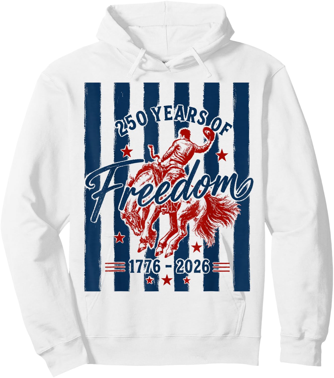 Western Cowboy USA 250th Anniversary 1776 2026 Patriotic Hoodie - Hoodie | White