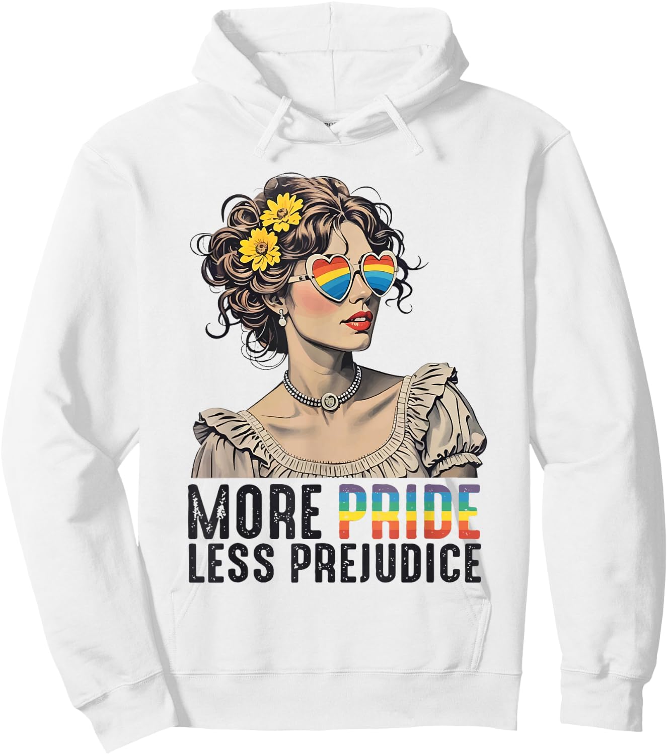 Ally LGBTQ Pride Month Lesbian More Pride Less Prejudice Hoodie - Hoodie | White