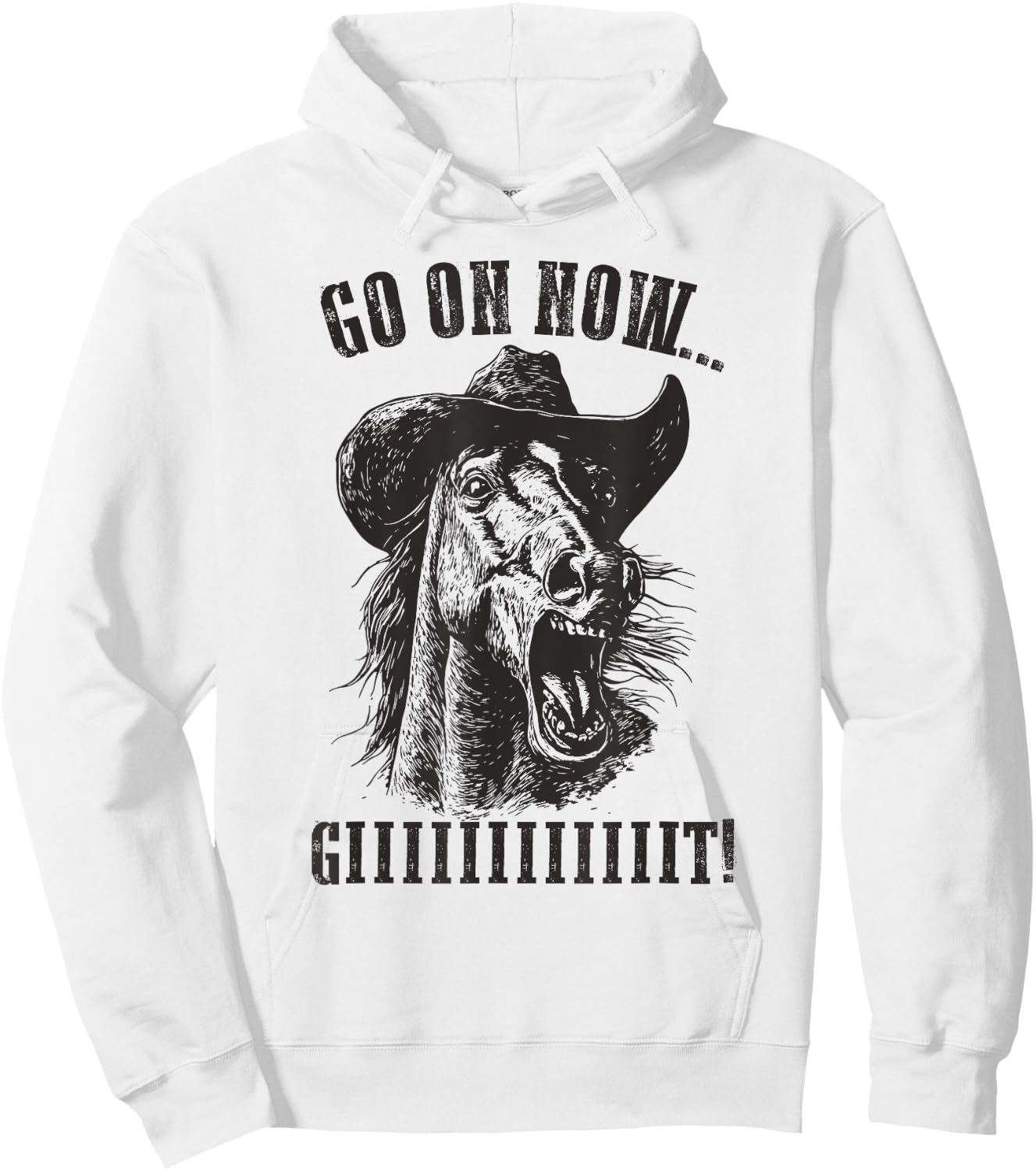 Vintage Cowboy Horse Shirt - Go On Now Git Western Horse Hoodie - Hoodie | White