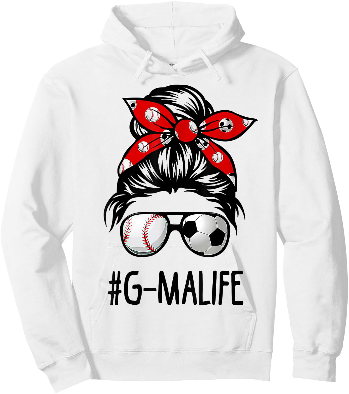 Classy G-ma Life Soccer Messy Bun Baseball Game Day Hoodie - Hoodie | White