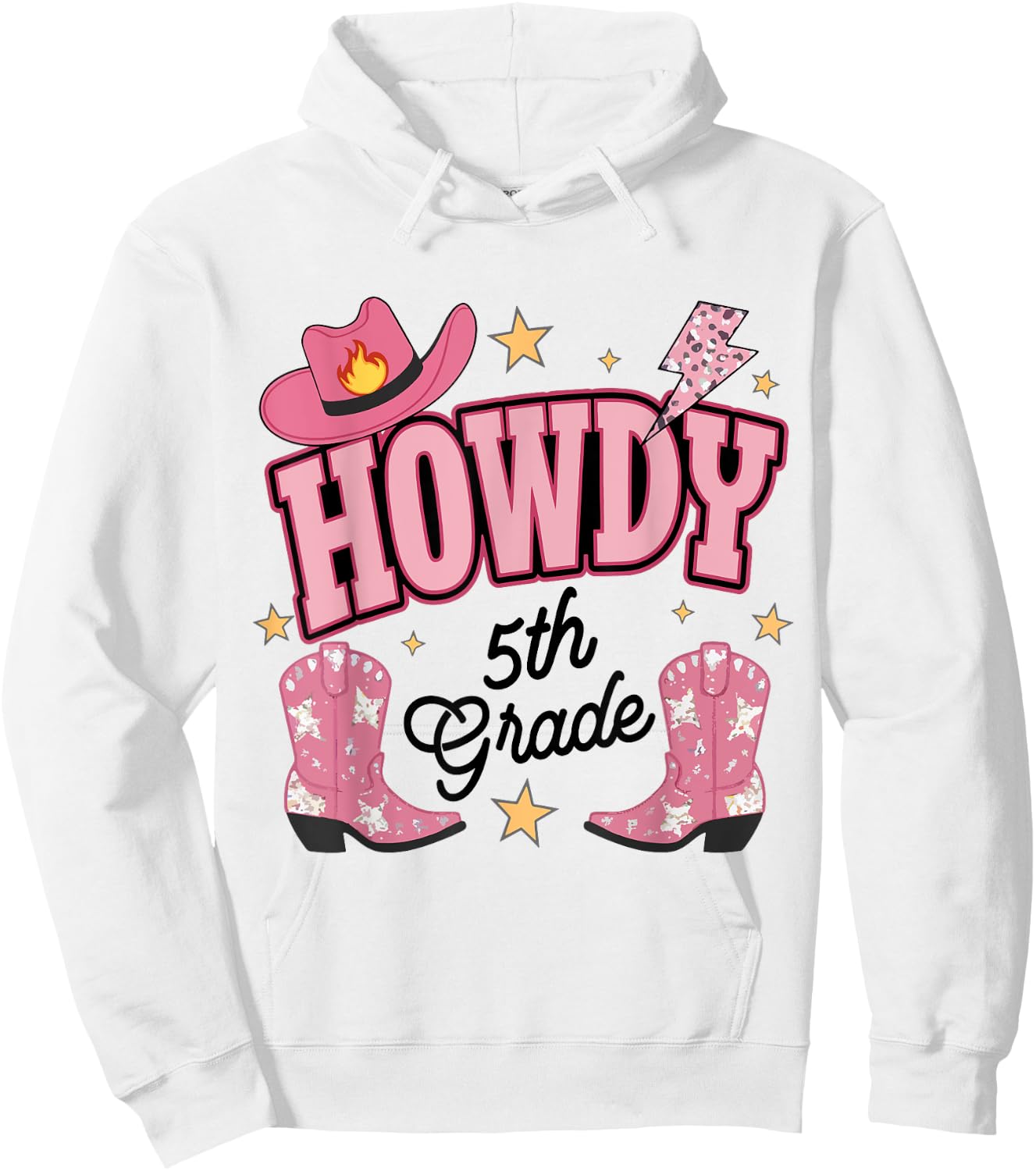 Western Howdy Fifth Grade Back To School 5th Grade Teacher Women Girls Kids Hoodie - Hoodie | White