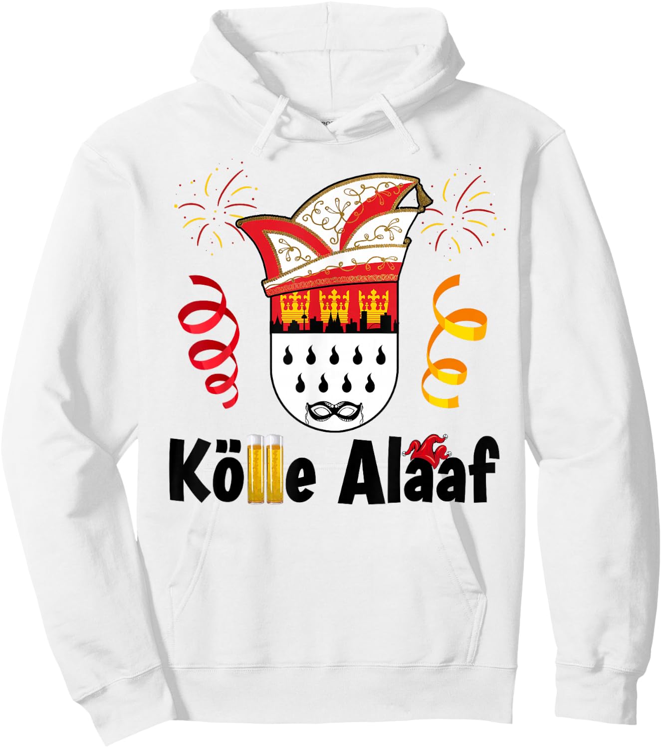 Cologne Cathedral Cologne Alaaf Confetti Carnival , White Hoodie - Hoodie | White