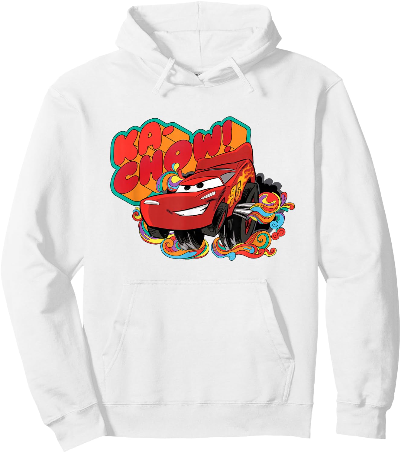 Disney Pixar Cars Ka-Chow! Lightning McQueen Colorful Hoodie - Hoodie | White