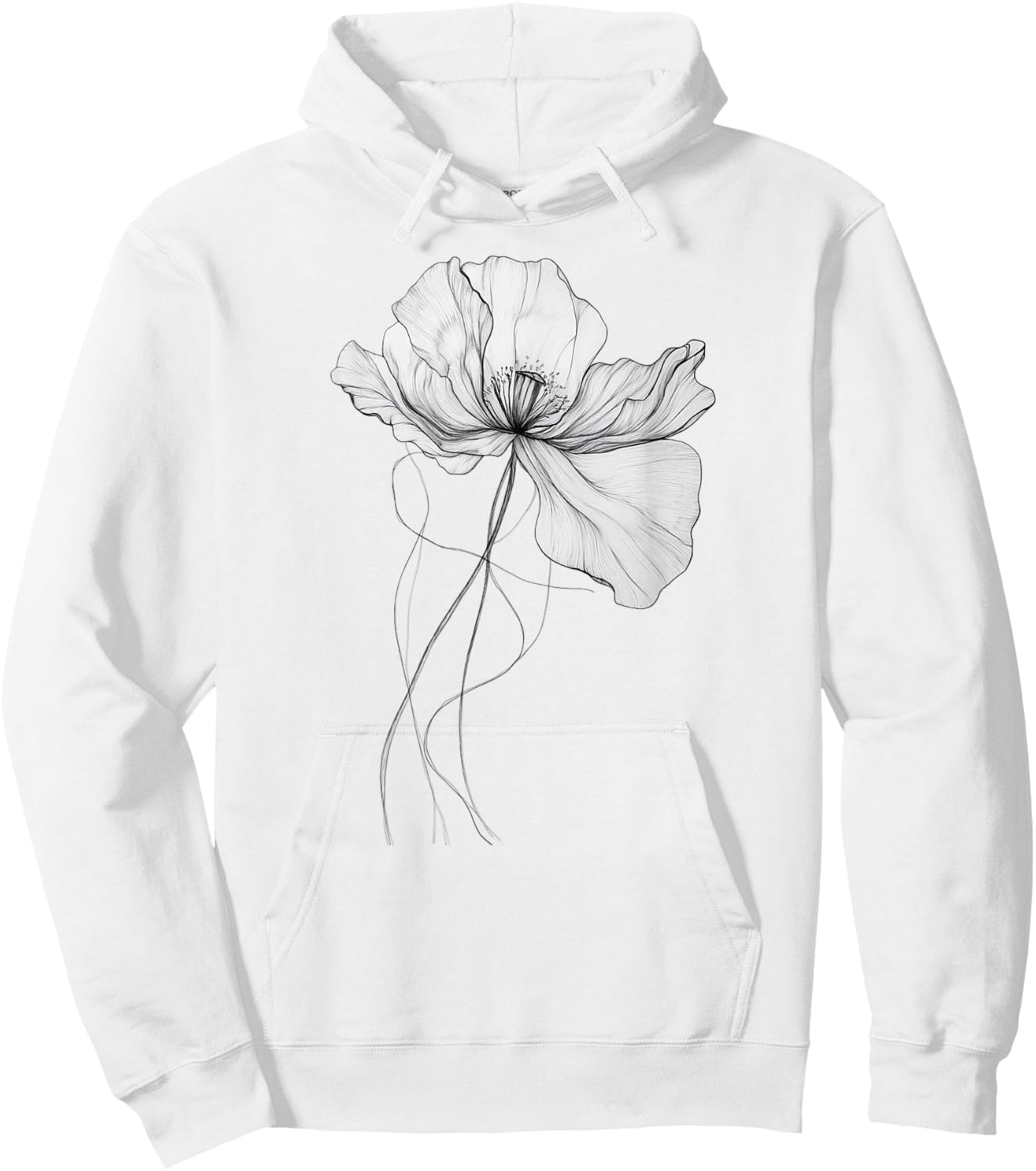Poppy August Birth Flower Minimalistic Black and White Hoodie - Hoodie | White