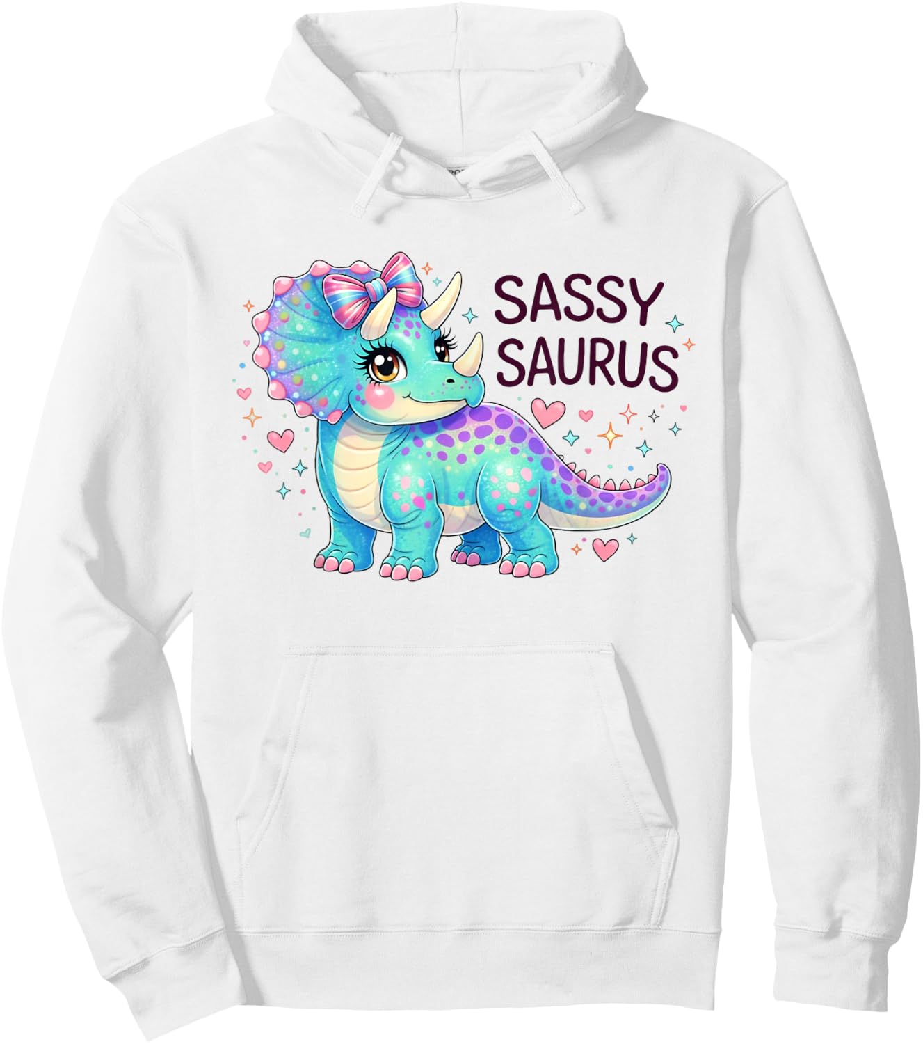 Sassy Saurus Cute Brachiosaurus Girls Toddlers Dinosaur Dino Hoodie - Hoodie | White