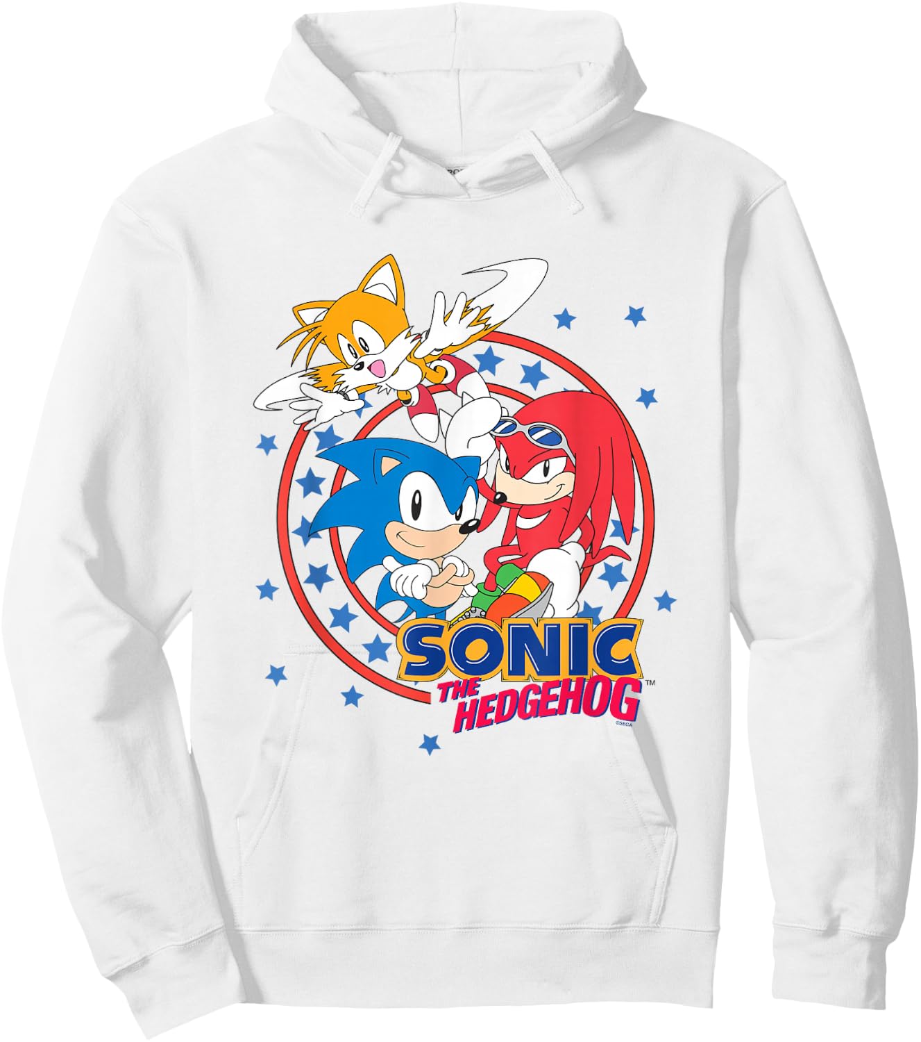 Sonic The Hedgehog Americana Team Sonic Star Spangled Logo Hoodie - Hoodie | White