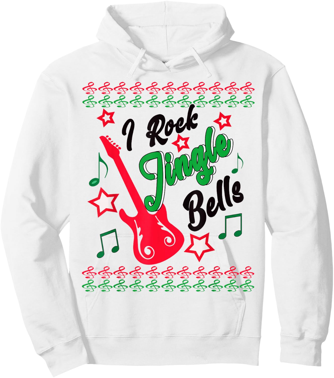 Ugly Christmas Clothing Rock Jingle Bells Holiday Music Hoodie - Hoodie | White