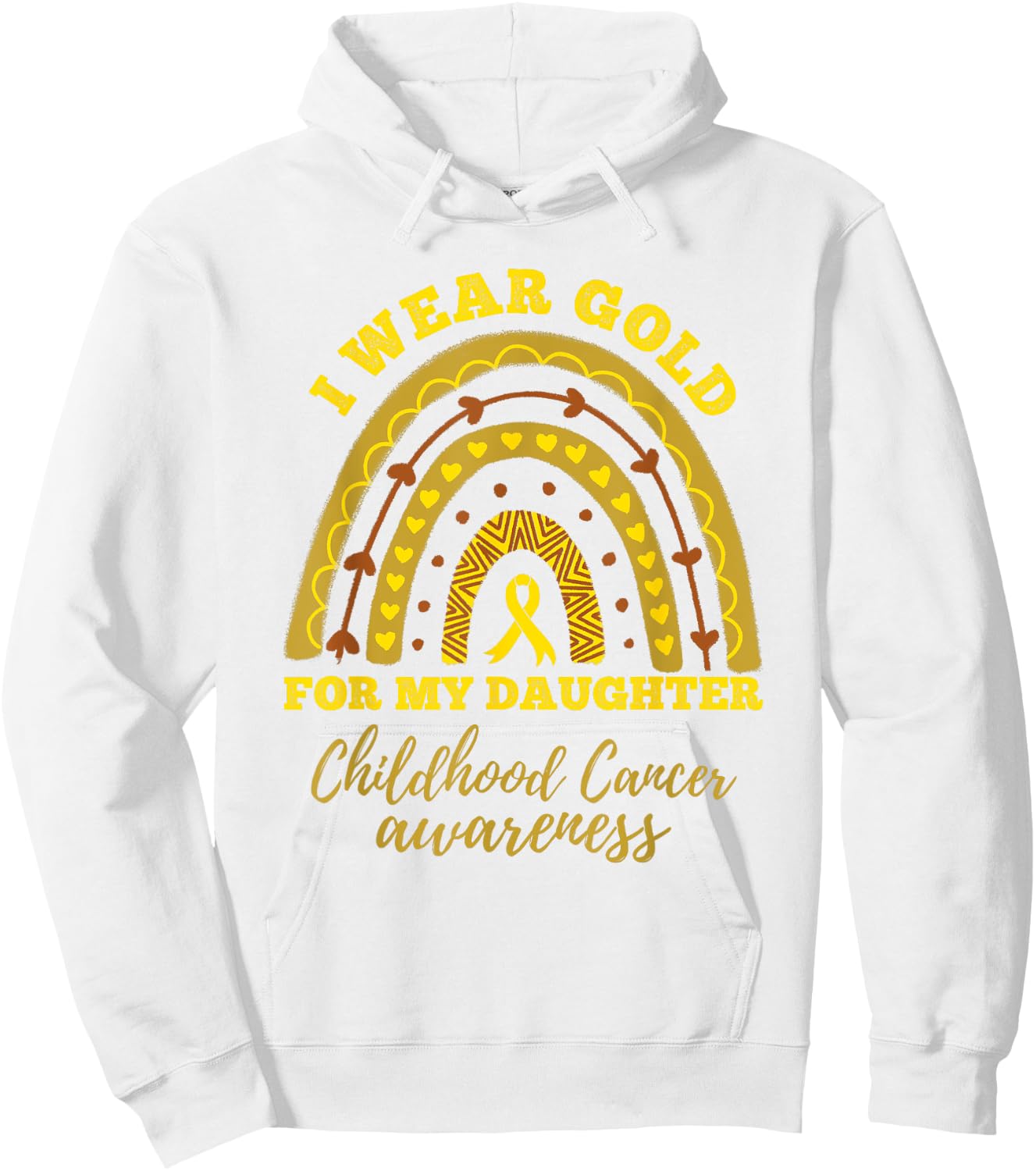I Wear Gold For My Daughter Childhood Cancer Awareness Hoodie - Hoodie | White