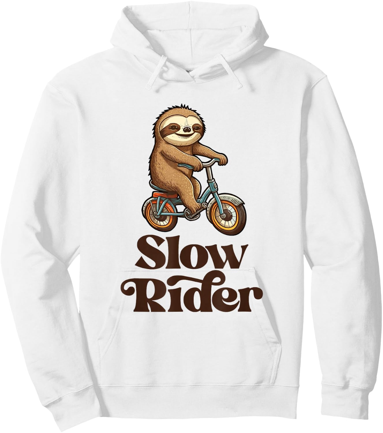 Slow Rider Sloth Riding Bike Hoodie - Hoodie | White