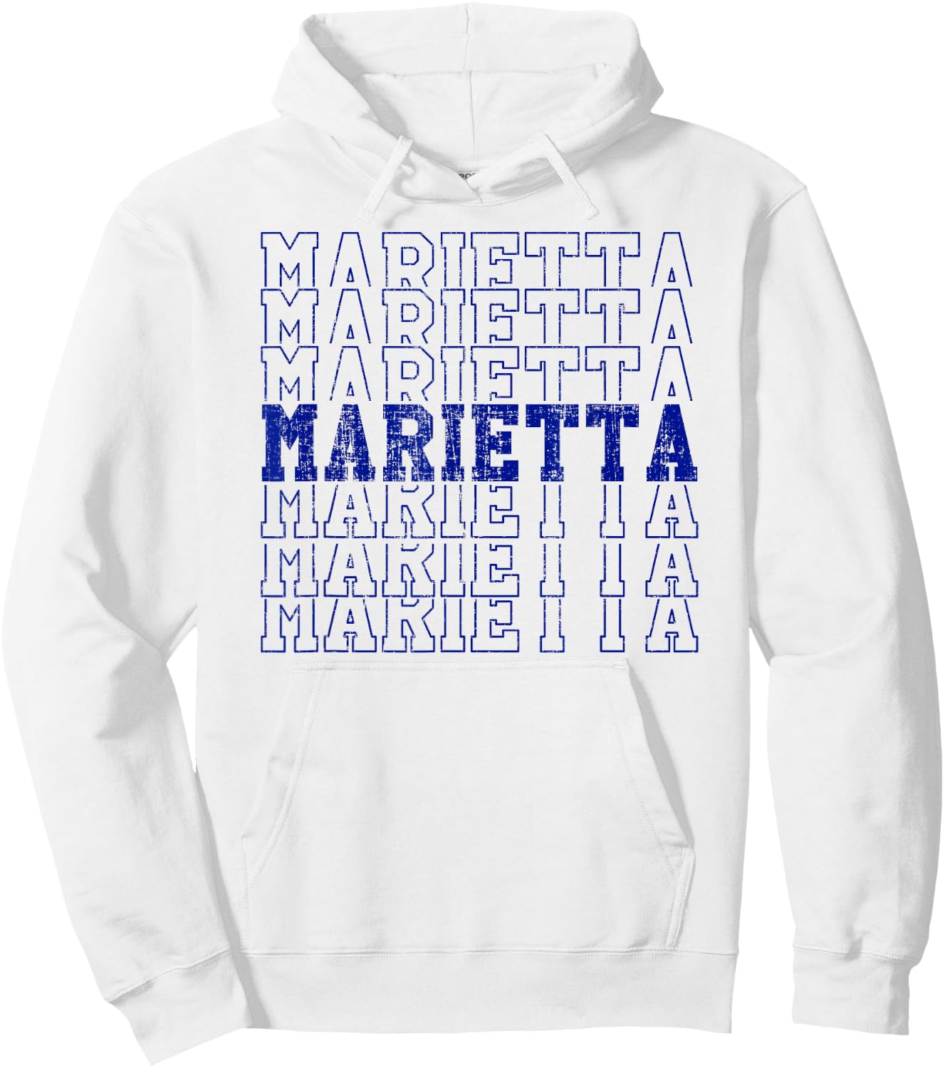 Trendy Retro Marietta GA Distressed Hoodie - Hoodie | White