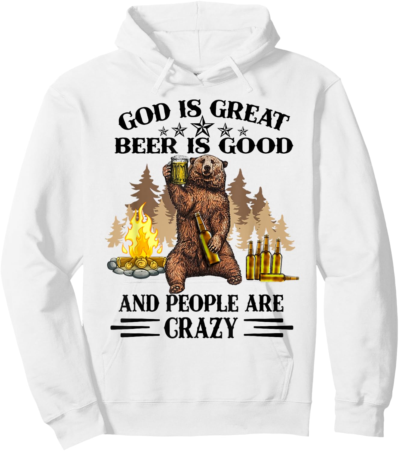 God is great beer is good and people are crazy bear Hoodie - Hoodie | White