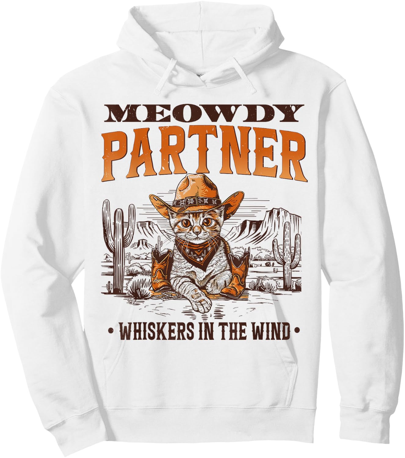 Meowdy Partner Cowboy Cat Vintage Women Kid Hoodie - Hoodie | White