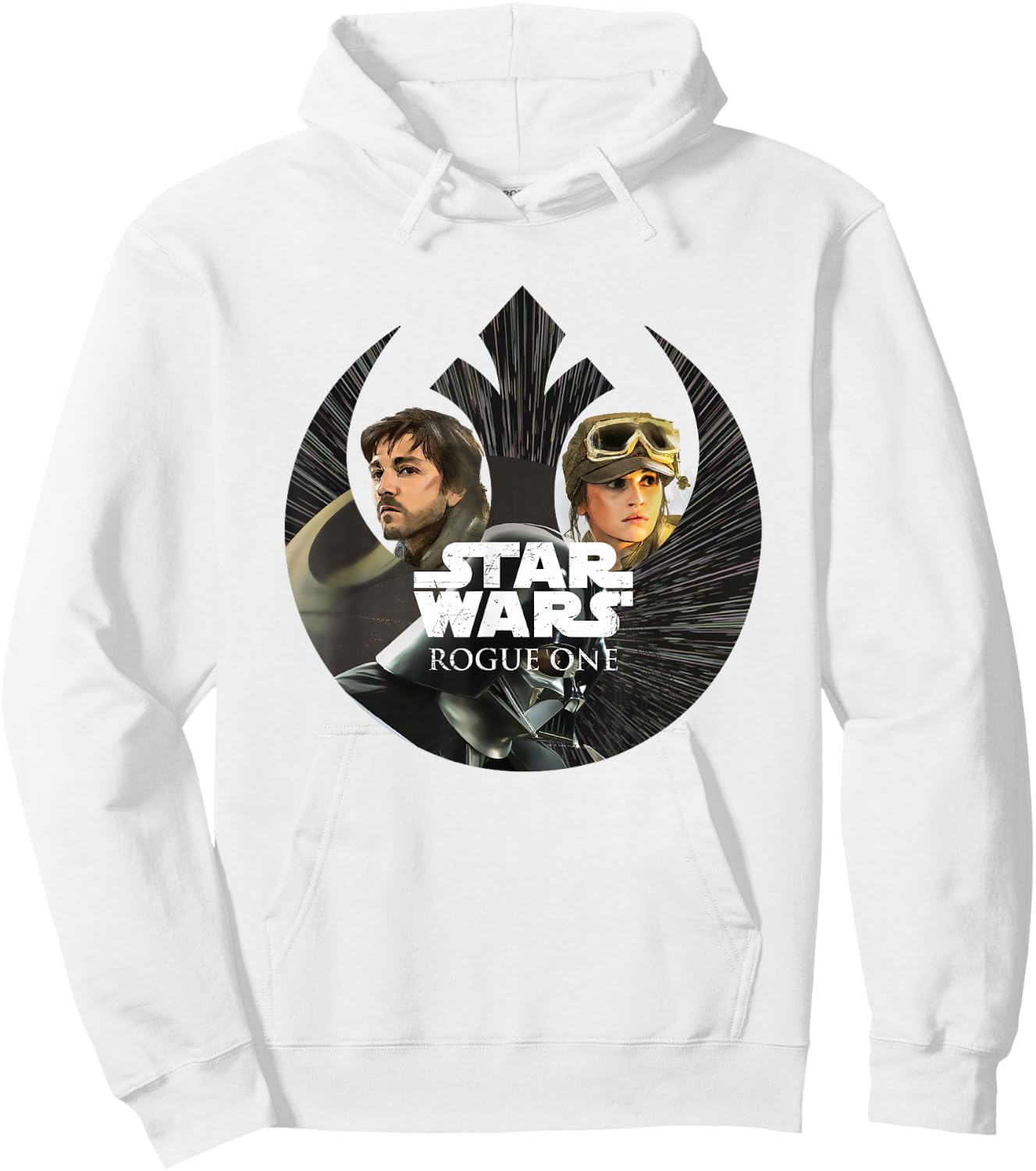 Star Wars Rogue One Cassian Jyn Iconic Rebel Resistance Logo Hoodie - Hoodie | White
