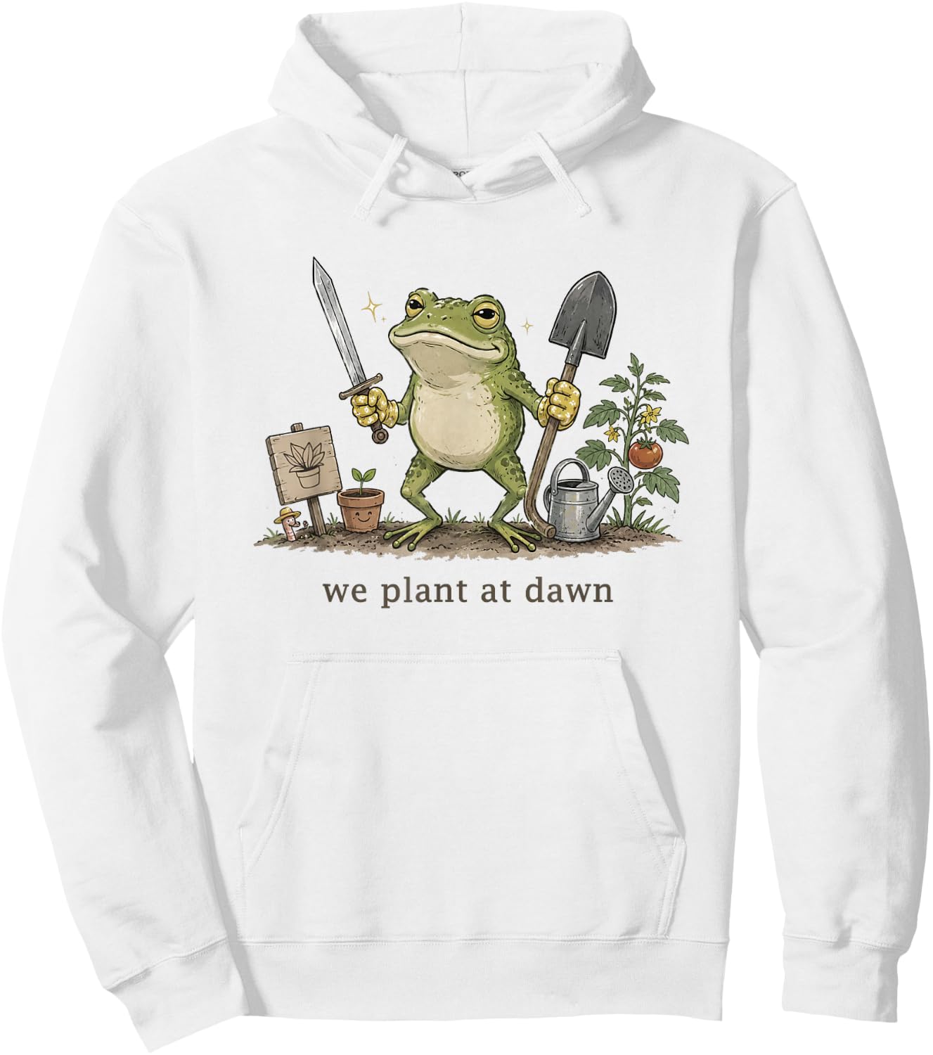 Women We Plant at Dawn Funny Gardening Frog Gardener Farmer Hoodie - Hoodie | White