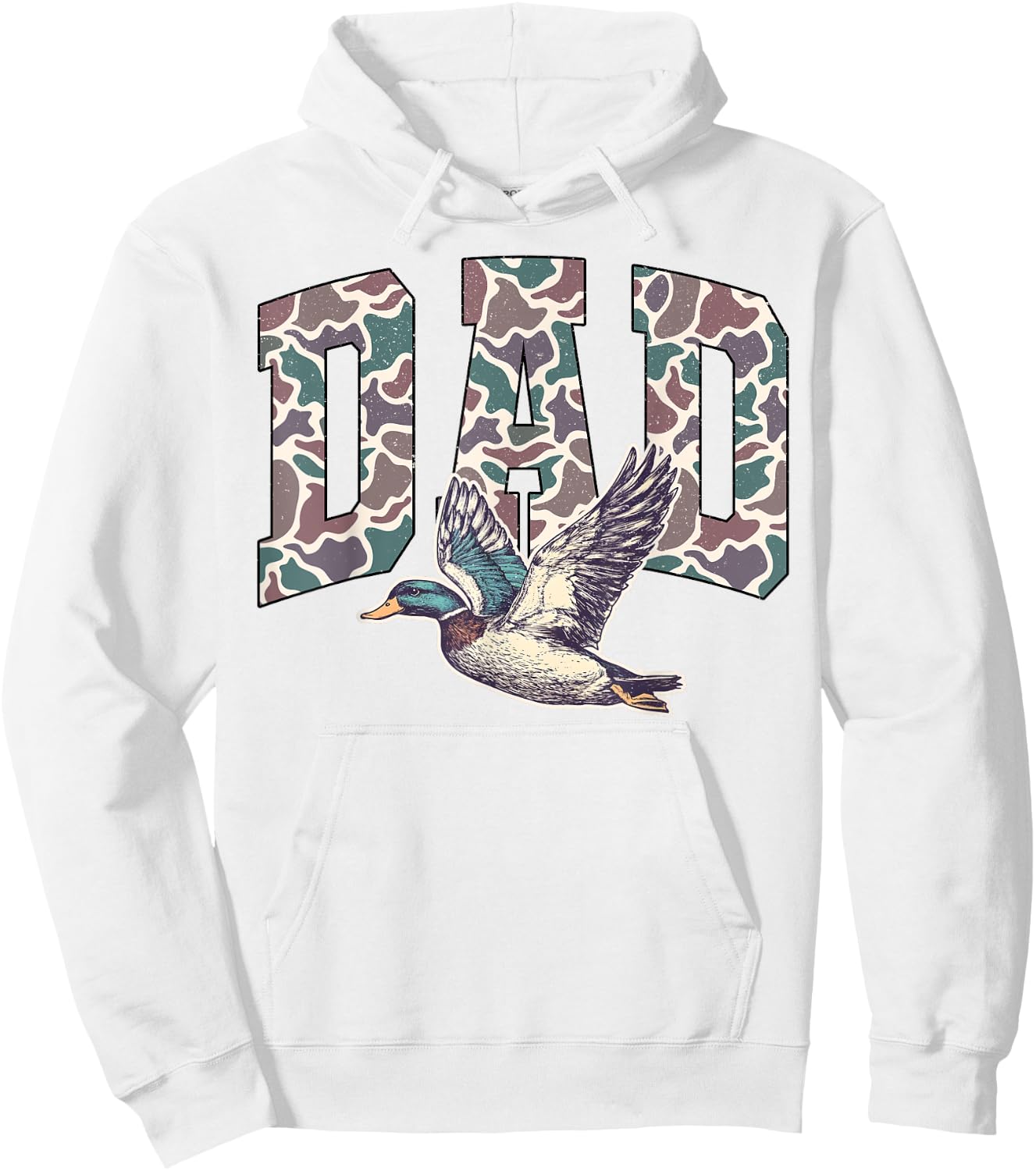 Retro Hunting Dad Waterfowl Duck Camouflage Camo Duck Dove Hoodie - Hoodie | White