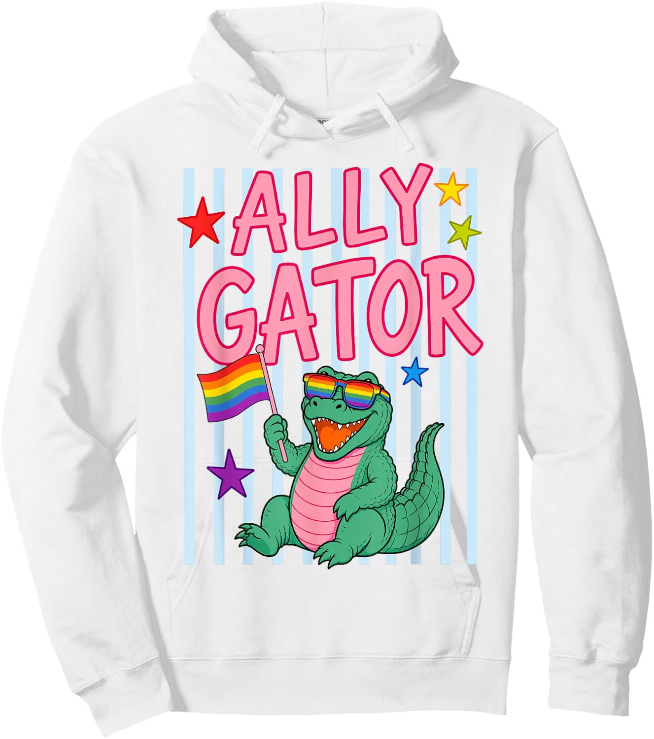 Ally Gator Pride Month Rainbow Flag Gay LGBT Ally Alligator Hoodie - Hoodie | White