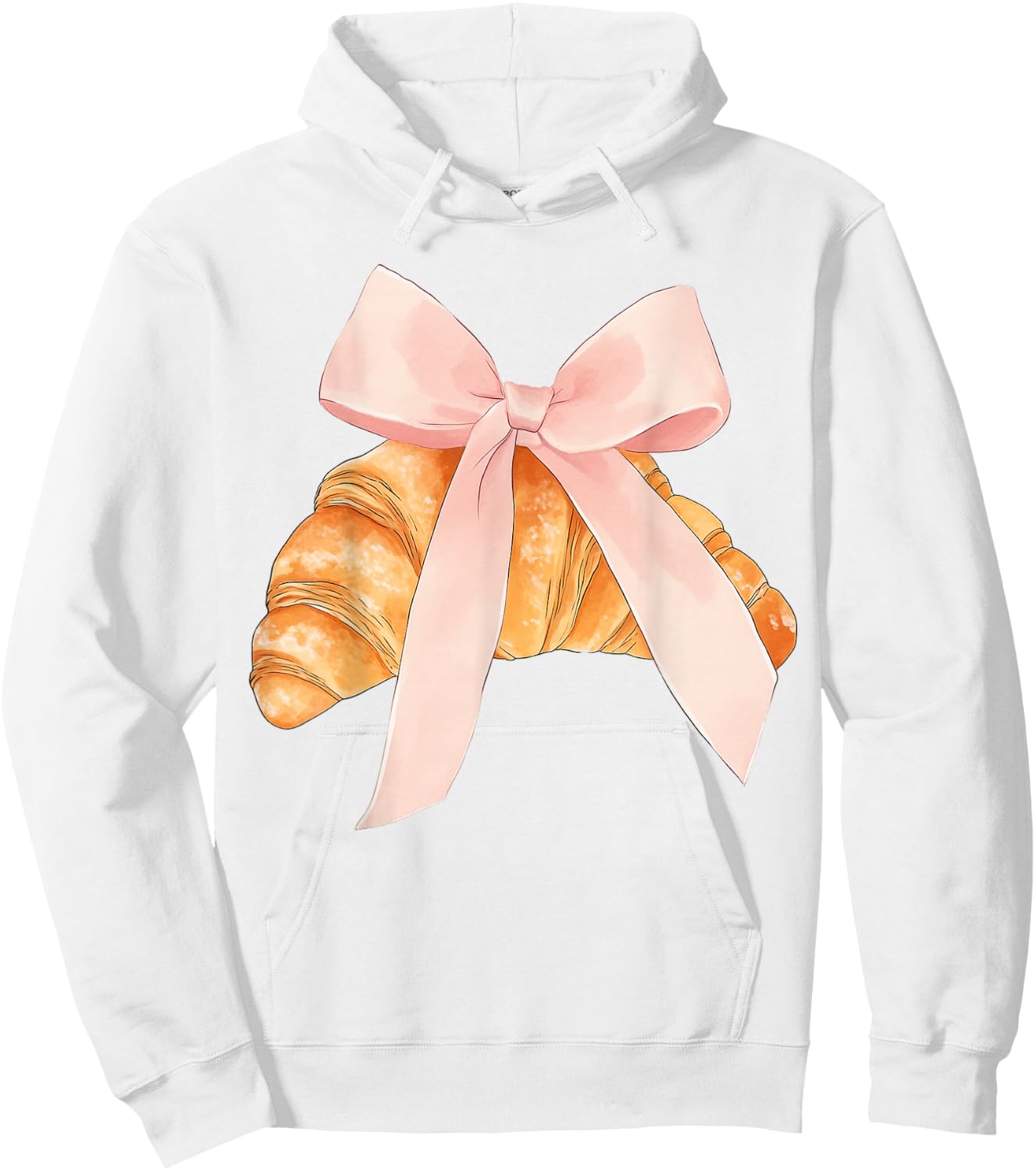 Coquette Pink Bow Croissant Cute Baking Baker Pastry Girl Hoodie - Hoodie | White