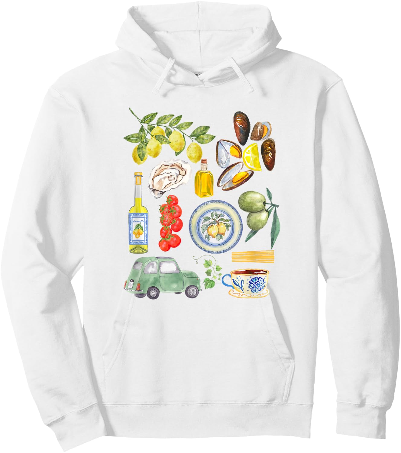 Italian summer Sardines tinned fish tomato girl food lover Hoodie - Hoodie | White