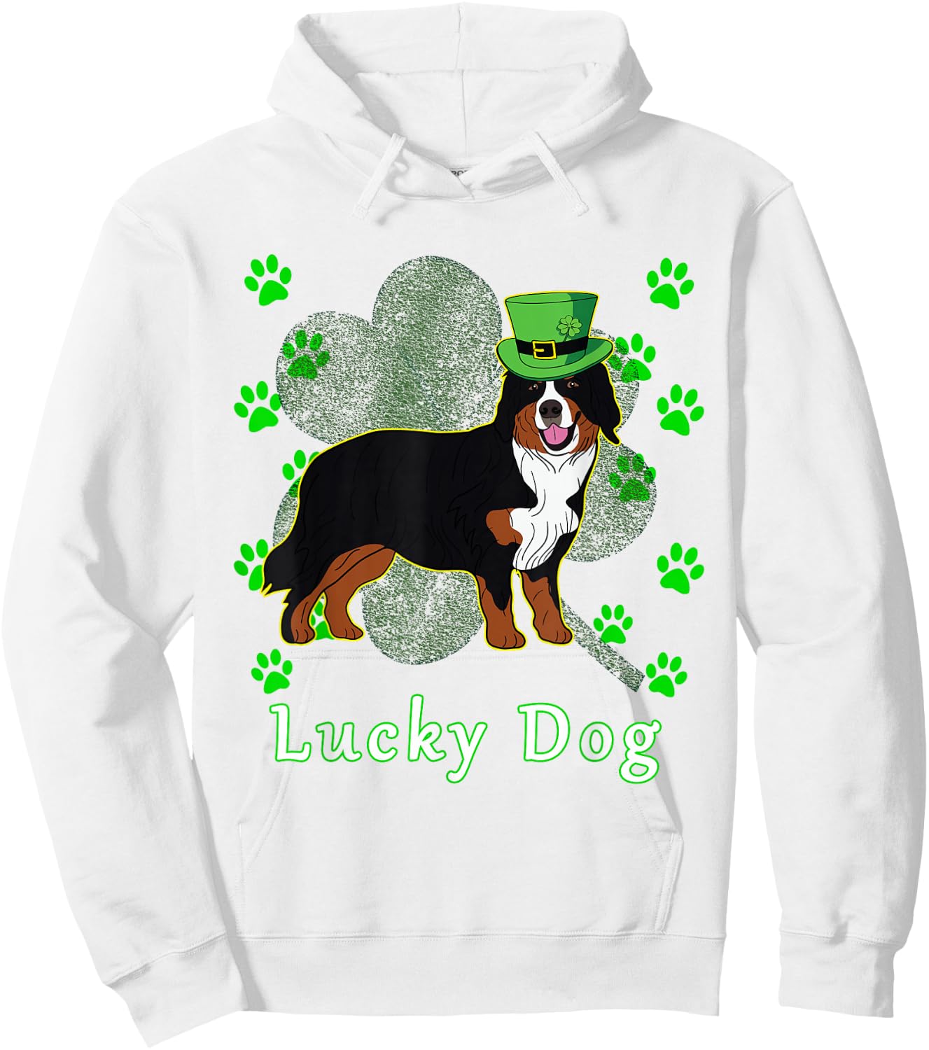 St Patricks Day Dog T Shirt Bernese Mountain Dog Men Women Kids Hoodie - Hoodie | White