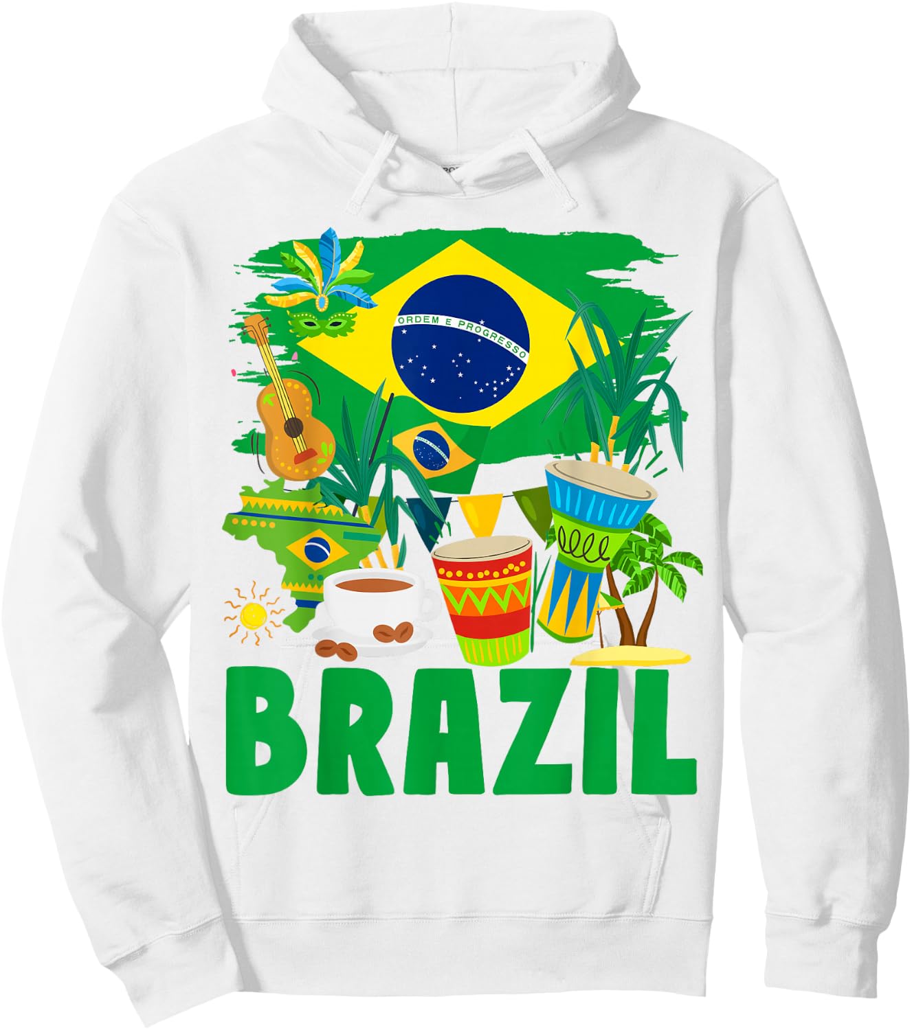 Brazil Flag - Outfit Idea for Children - Flag of Brazil and Brazil , Yellow, S Hoodie - Hoodie | White