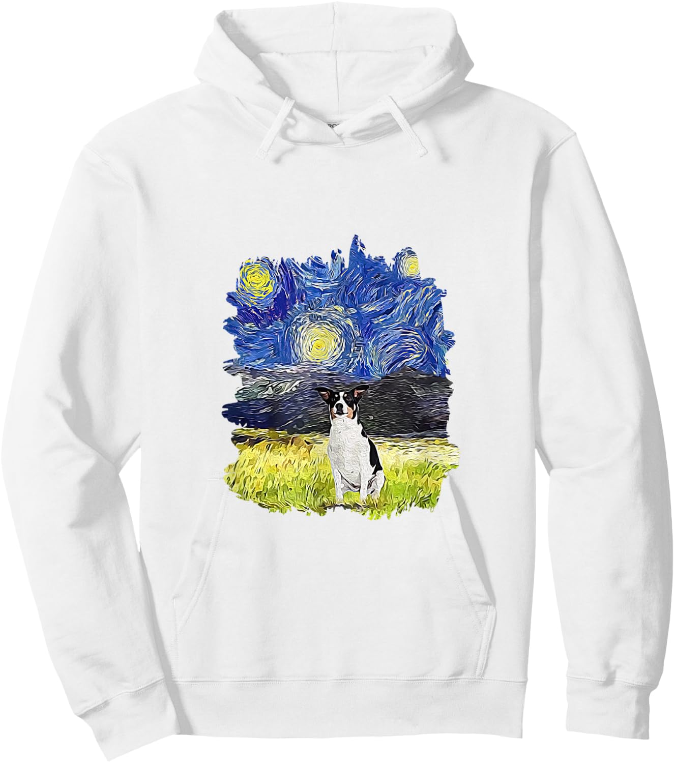 Starry Night Impressionist - Dog Art Rat Terrier Men Women Kids Hoodie - Hoodie | White