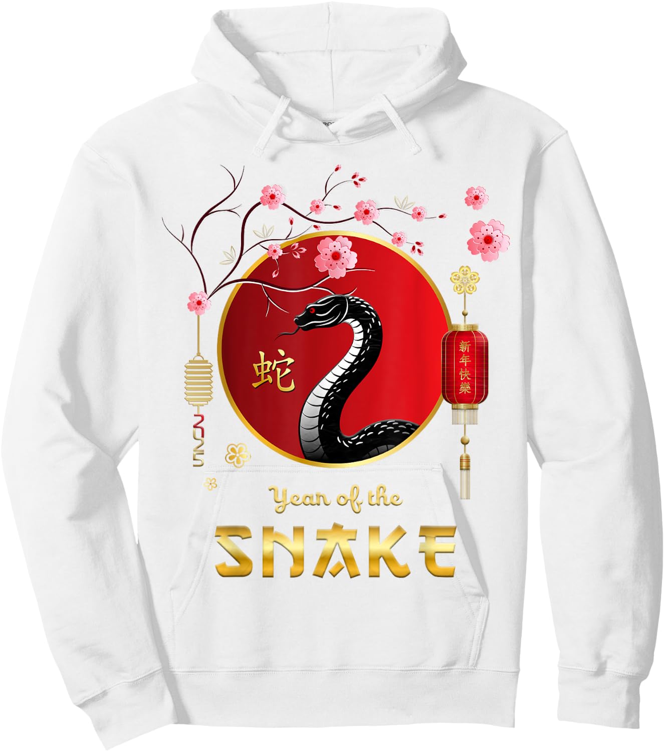 Chinese New Year Clothing Year Of The Snake 2025 -Adults Red Snake Small Hoodie - Hoodie | White