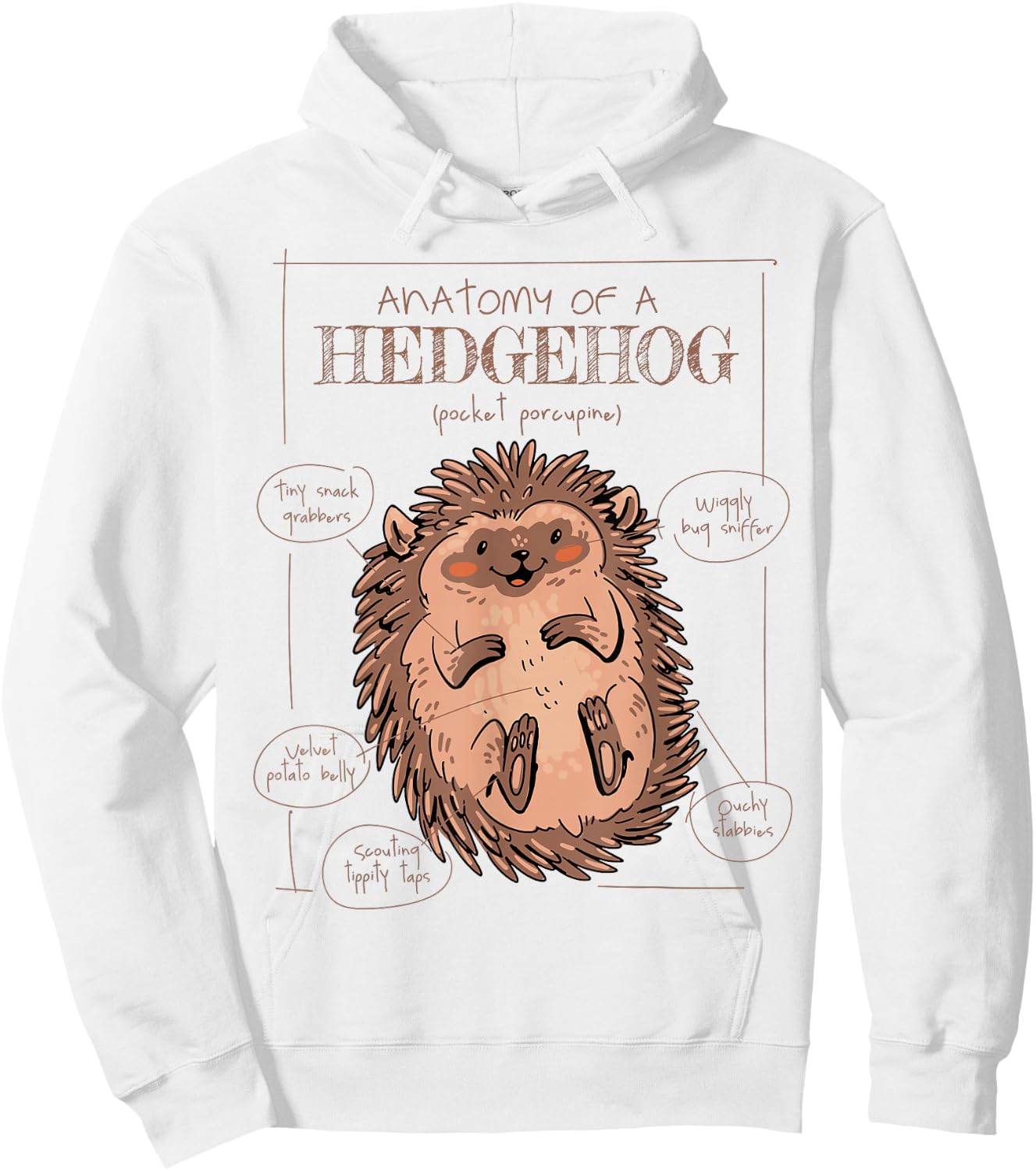 Anatomy of a Hedgehog - Pocket Porcupine Hoodie - Hoodie | White