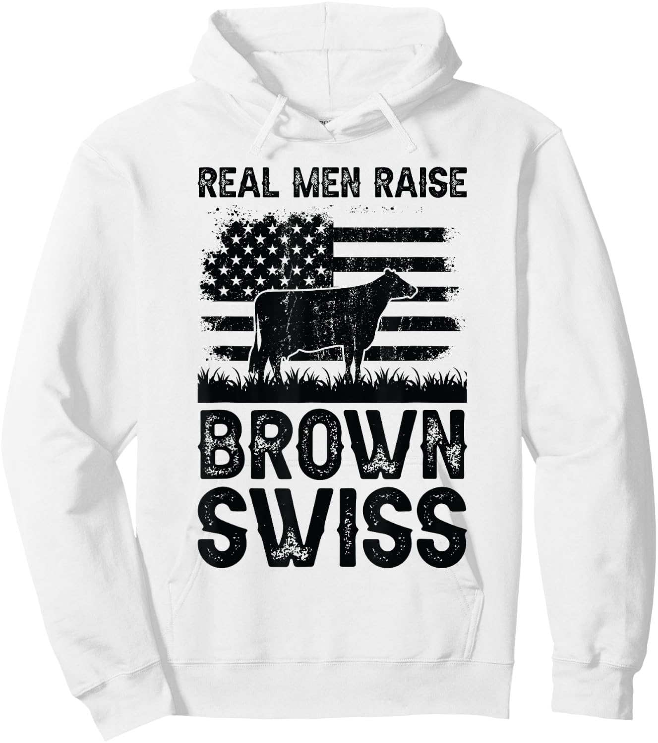 Real Men Raise Cow - Cattle Farmer Breeder Brown Swiss Hoodie - Hoodie | White