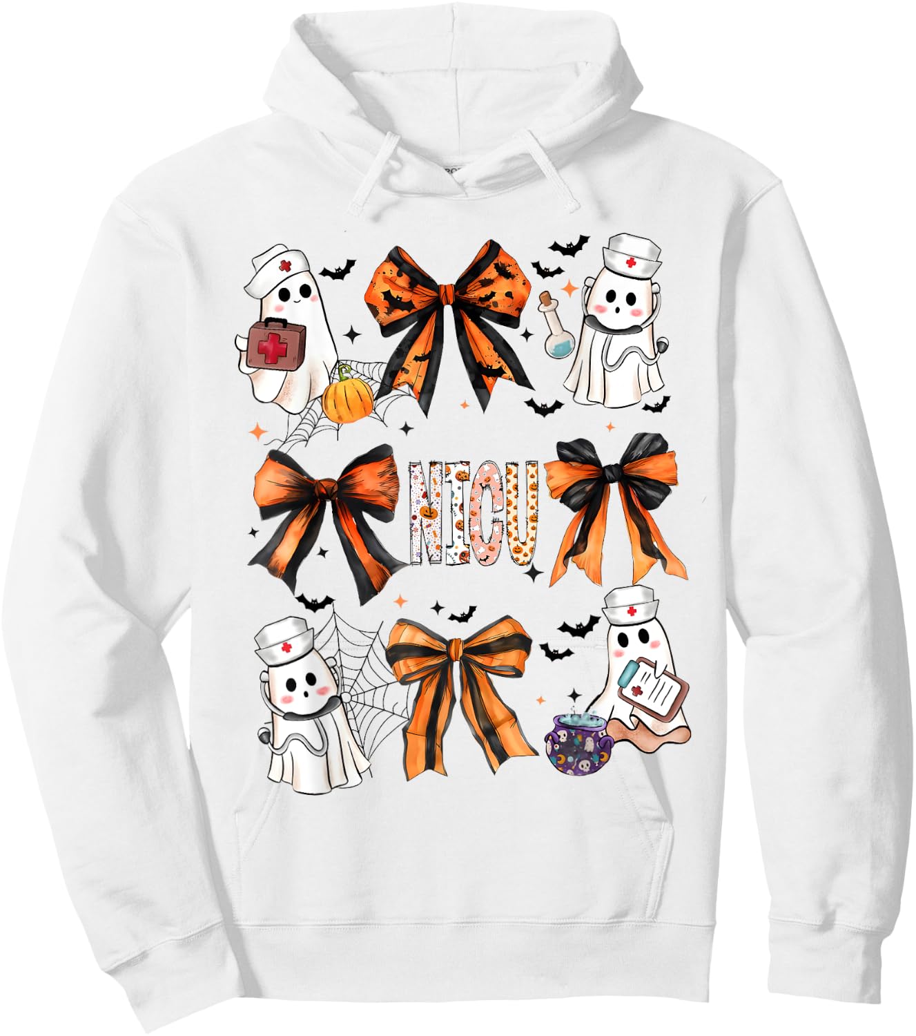 Cute Pink Coquette Bow Girly Nicu Nurse Hoodie - Hoodie | White