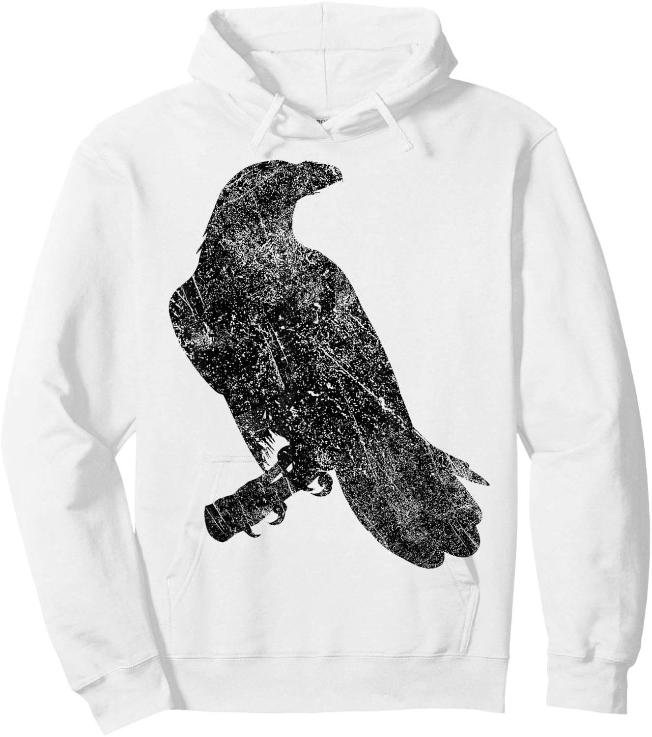 Beautiful raven silhouette black crow distressed vintage Hoodie - Hoodie | White