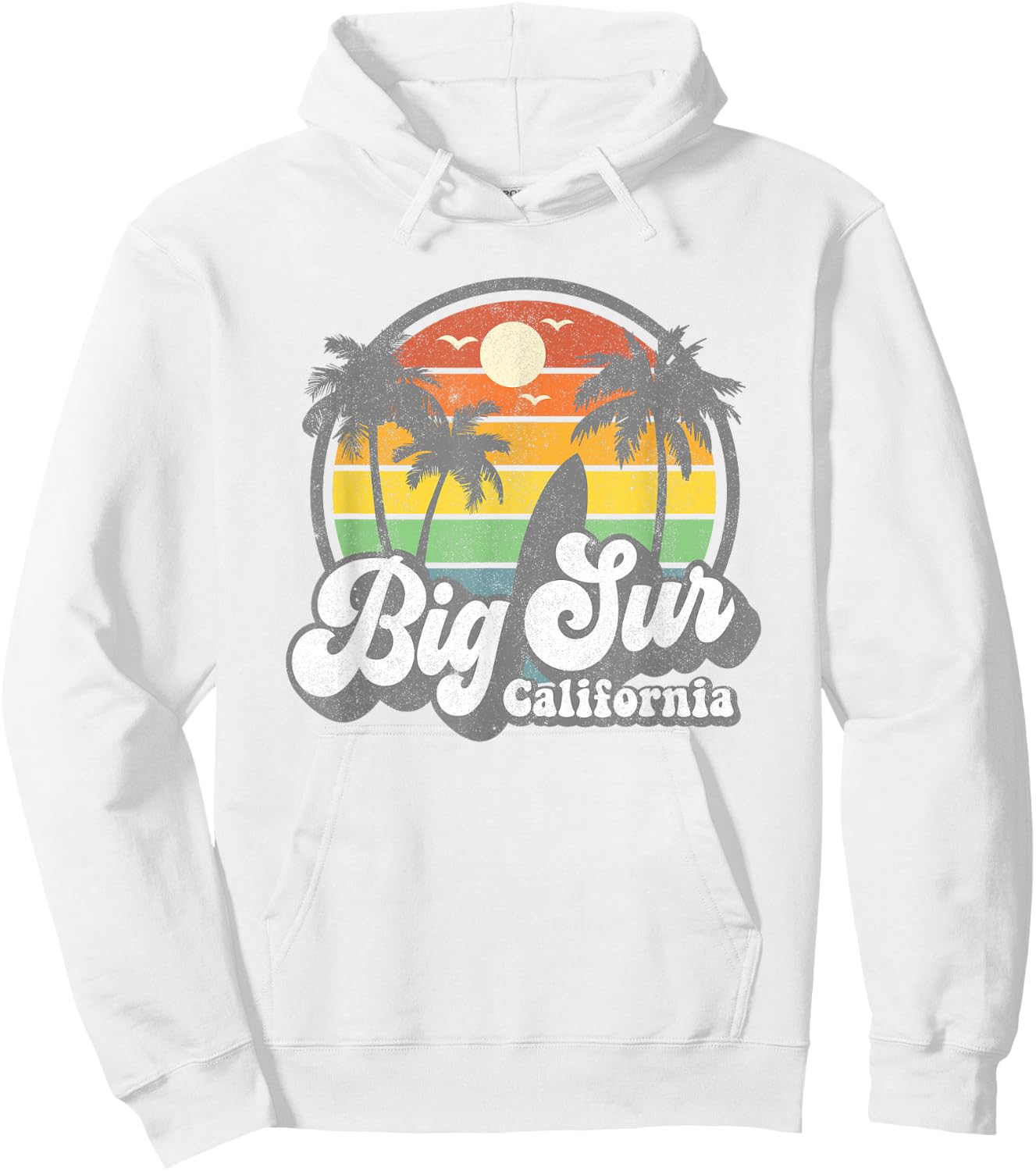 Big Sur California Beach Vacation Retro Surfing Summer Gift Hoodie - Hoodie | White