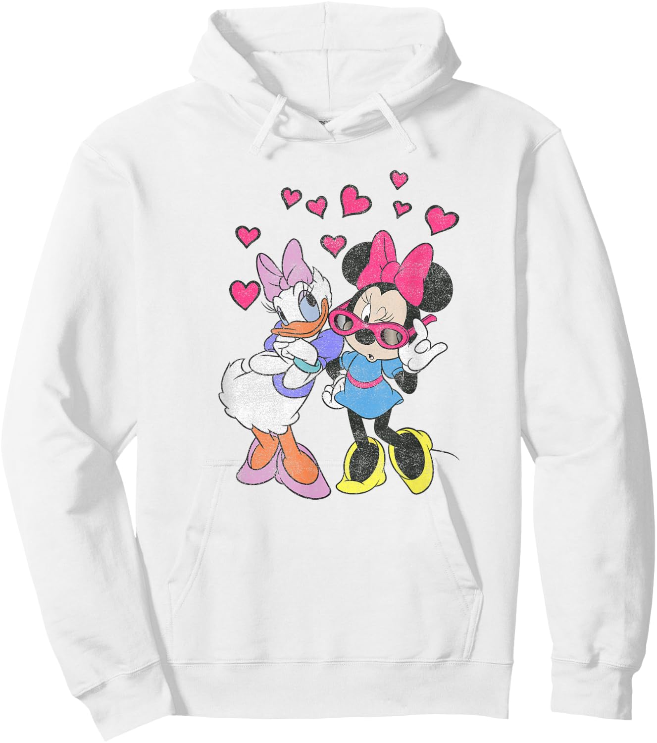 Disney Mickey and Friends Minnie & Daisy Hearts Portrait Hoodie - Hoodie | White
