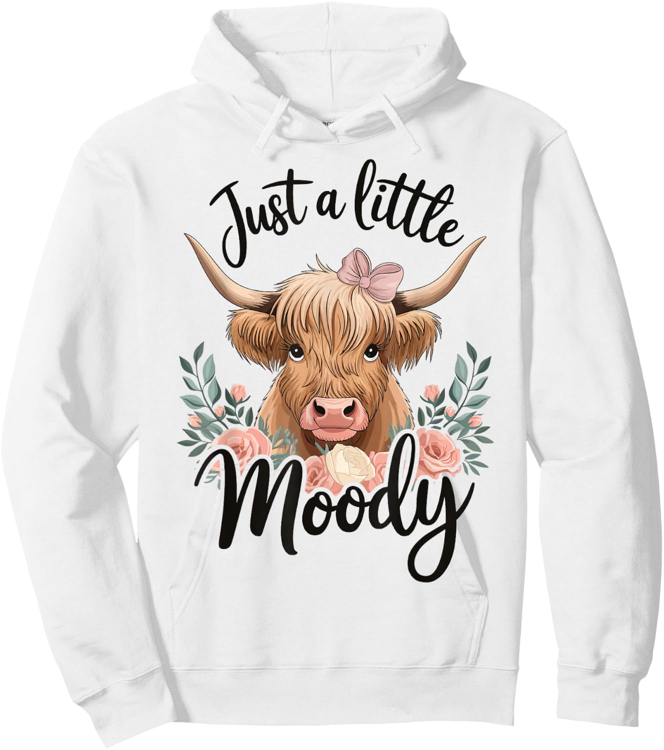 Cow Just A Little Moody Hoodie - Hoodie | White