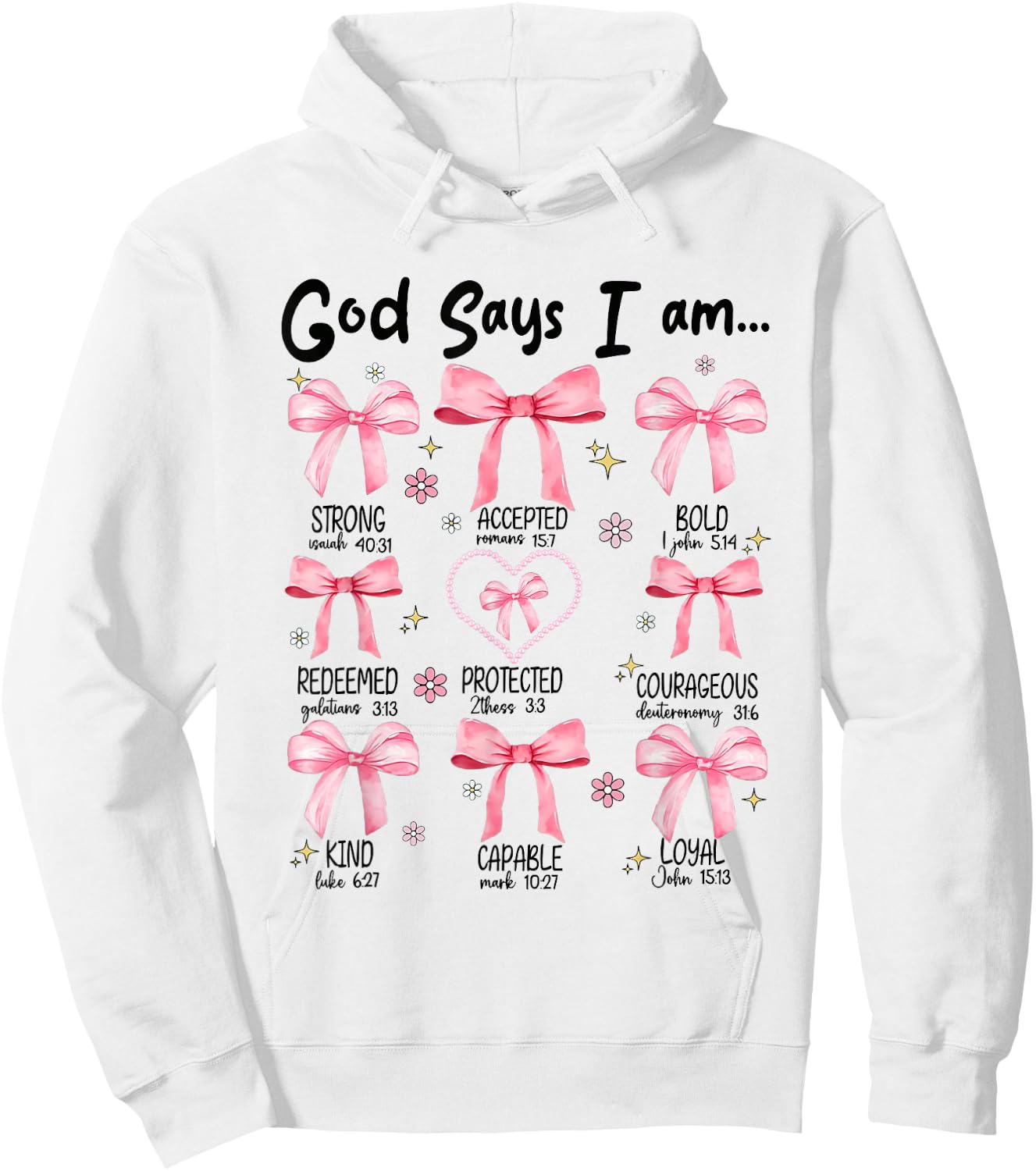 God Says I Am Pink Coquette Christian Jesus Happy Easter Day Hoodie - Hoodie | White