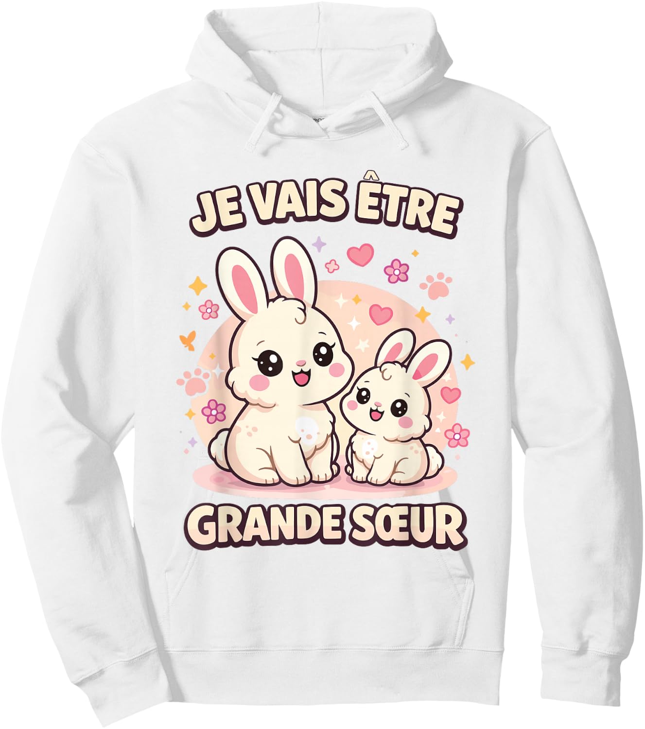 Je Vais Être Grande Sœur Lapin Cadeau Annonce Grossesse Hoodie - Hoodie | White