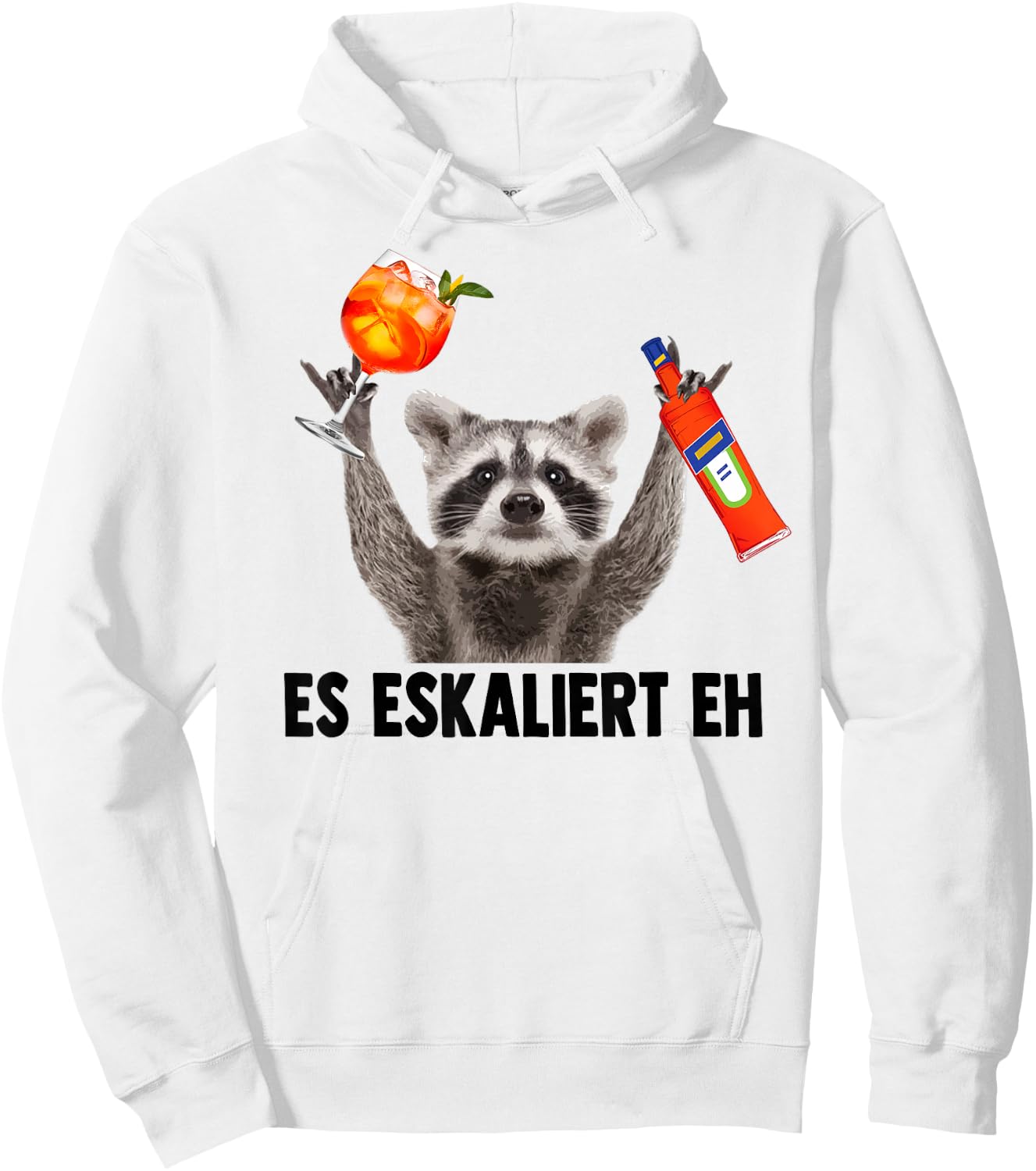ES ESKALIERT EH X Raccoon Meme Racoon X Pedro Spritz , White Hoodie - Hoodie | White