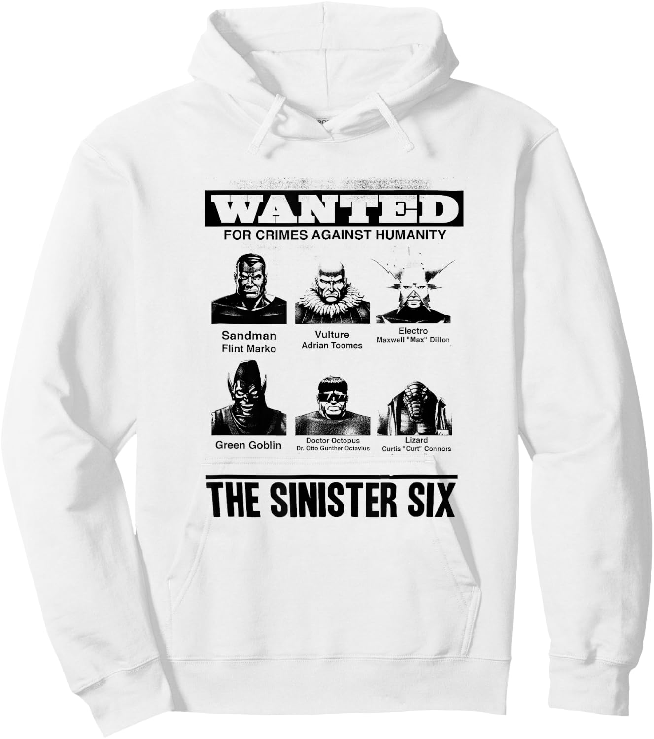 Marvel Comics Retro Classic The Sinister Six Wanted Poster Hoodie - Hoodie | White