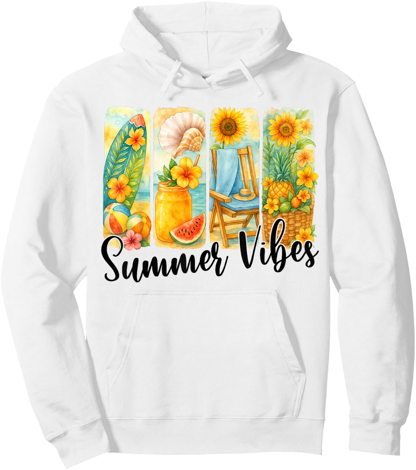 Beach Summer Scene Brushstroke Retro Summer Vibes Hoodie - Hoodie | White