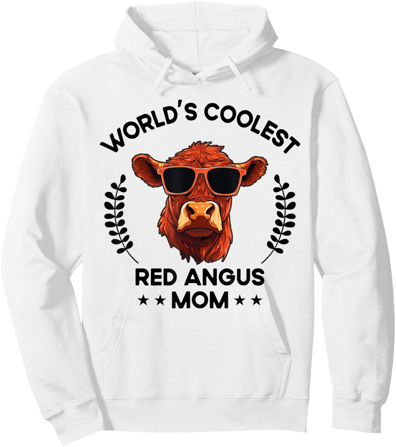World's Coolest Cow Mom Mama - Women Farmer Red Angus Hoodie - Hoodie | White
