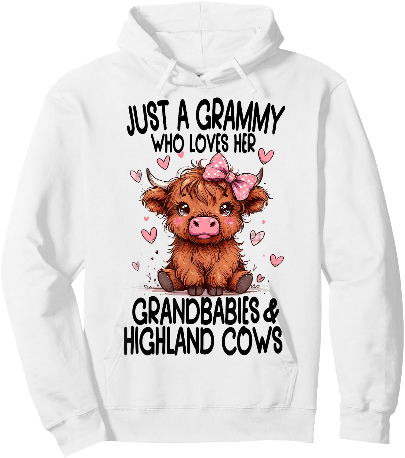 Just a GRAMMY loves her GRANDBABIES & HIGHLAND COWS Graphic Hoodie - Hoodie | White