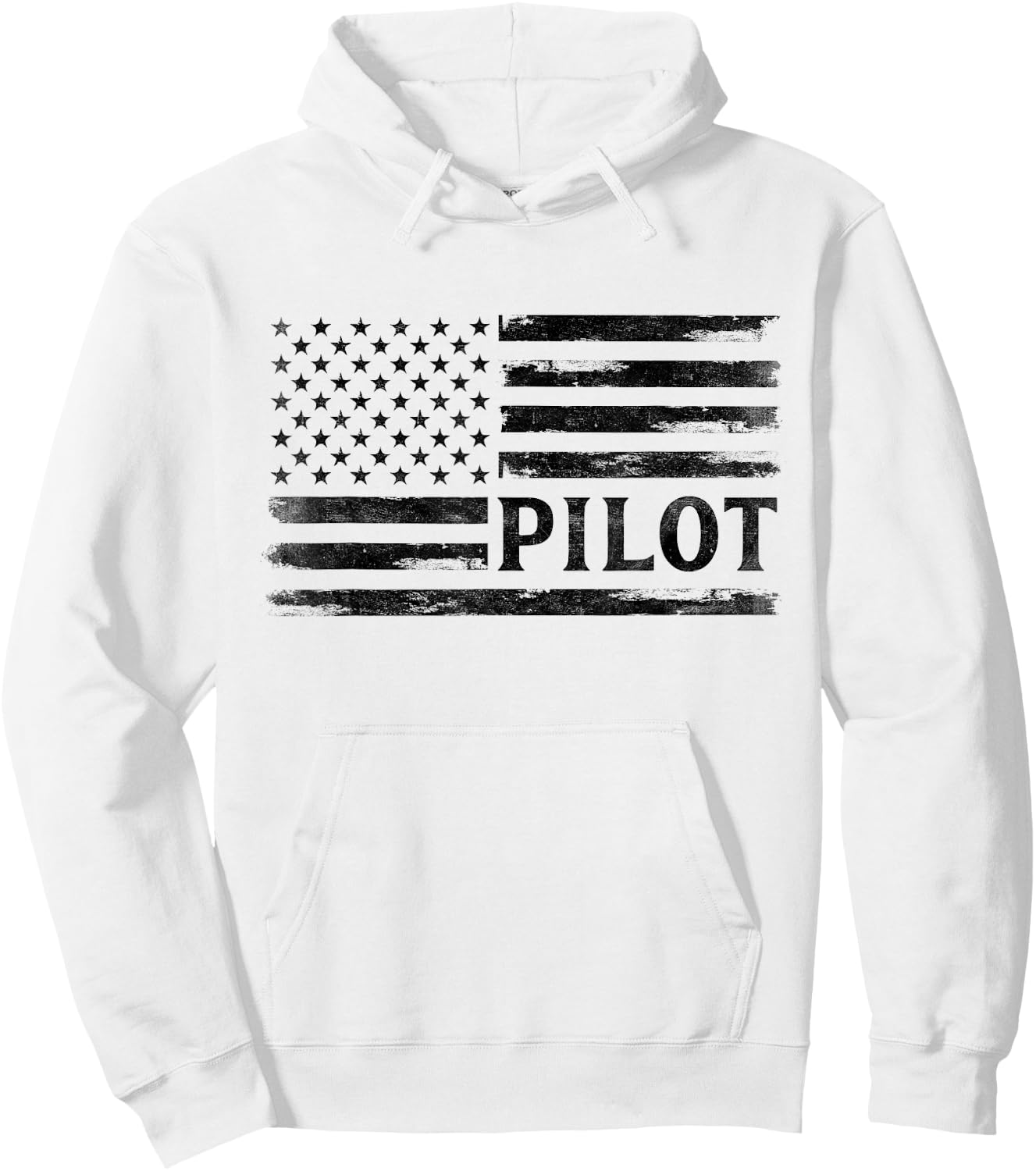 Pilot Black Vintage USA Flag Father's Day Aviator Hoodie - Hoodie | White