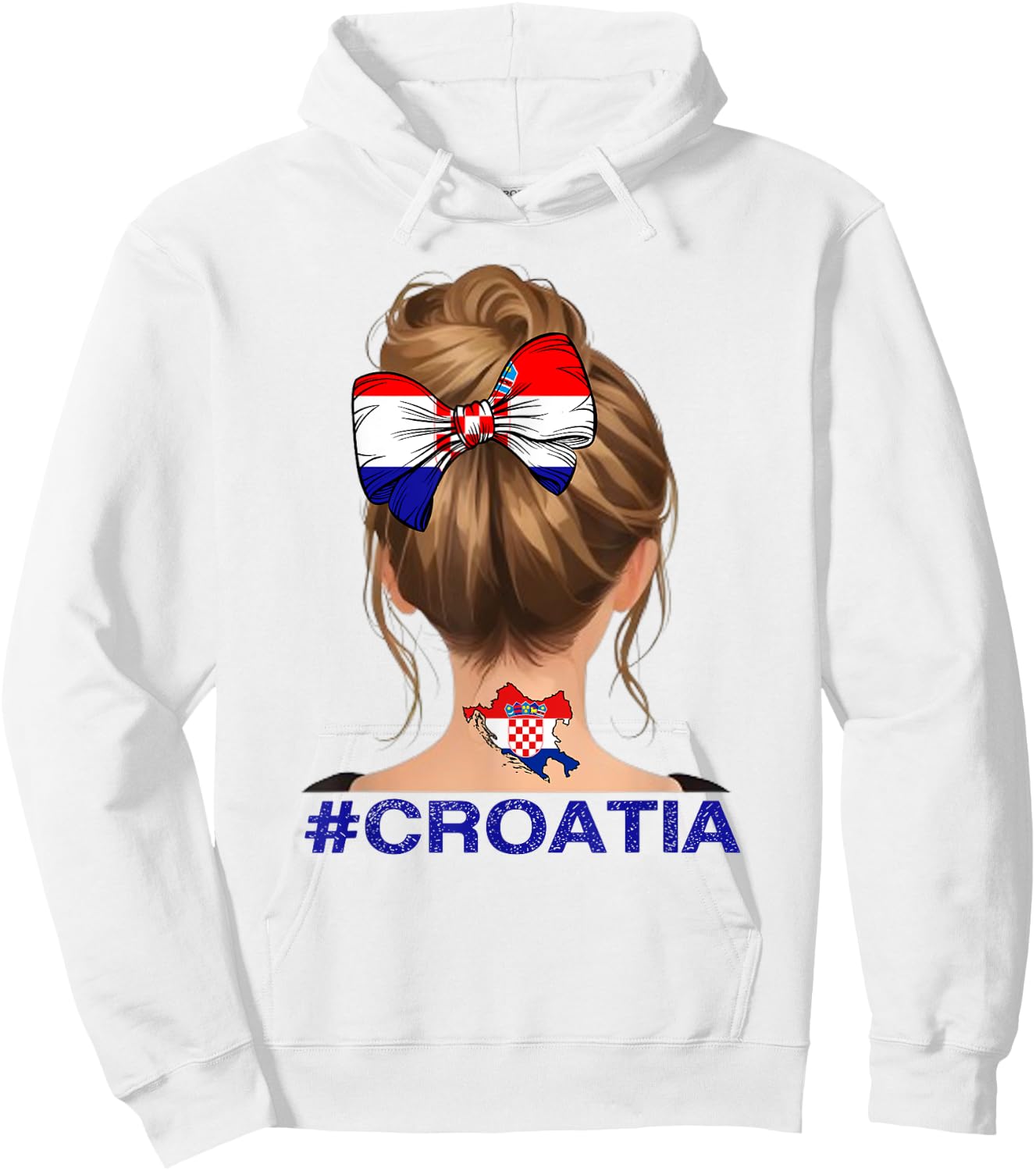 Kroatisches Mädchen – Kroatien-Flagge unordentlicher Dutt Hoodie - Hoodie | White
