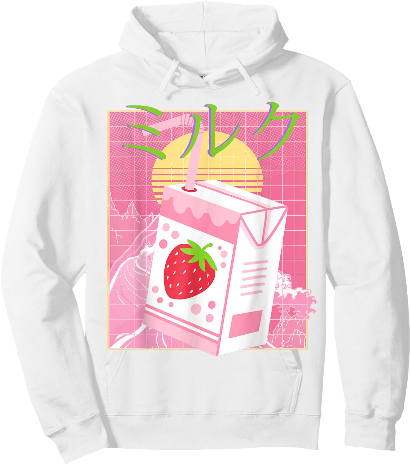 Pink Strawberry Milk| Japanese Aesthetic Milk Carton Hoodie - Hoodie | White