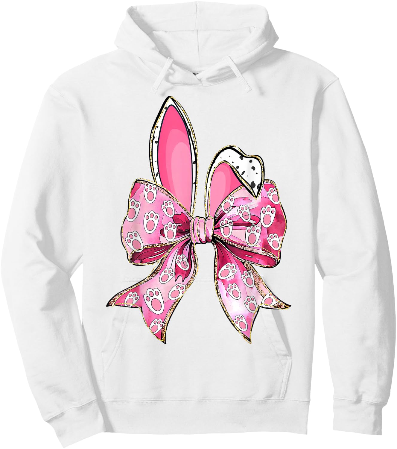 Happy Easter Bunny Coquette Bow Ears Girls Teen Women Hoodie - Hoodie | White