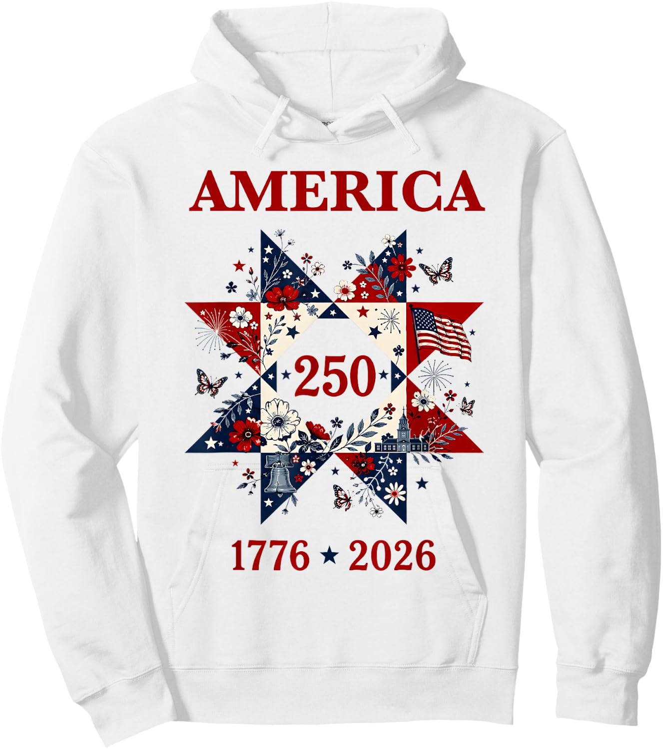 America 250 1776-2026 US Flag 250th Anniversary Patriotic Hoodie - Hoodie | White