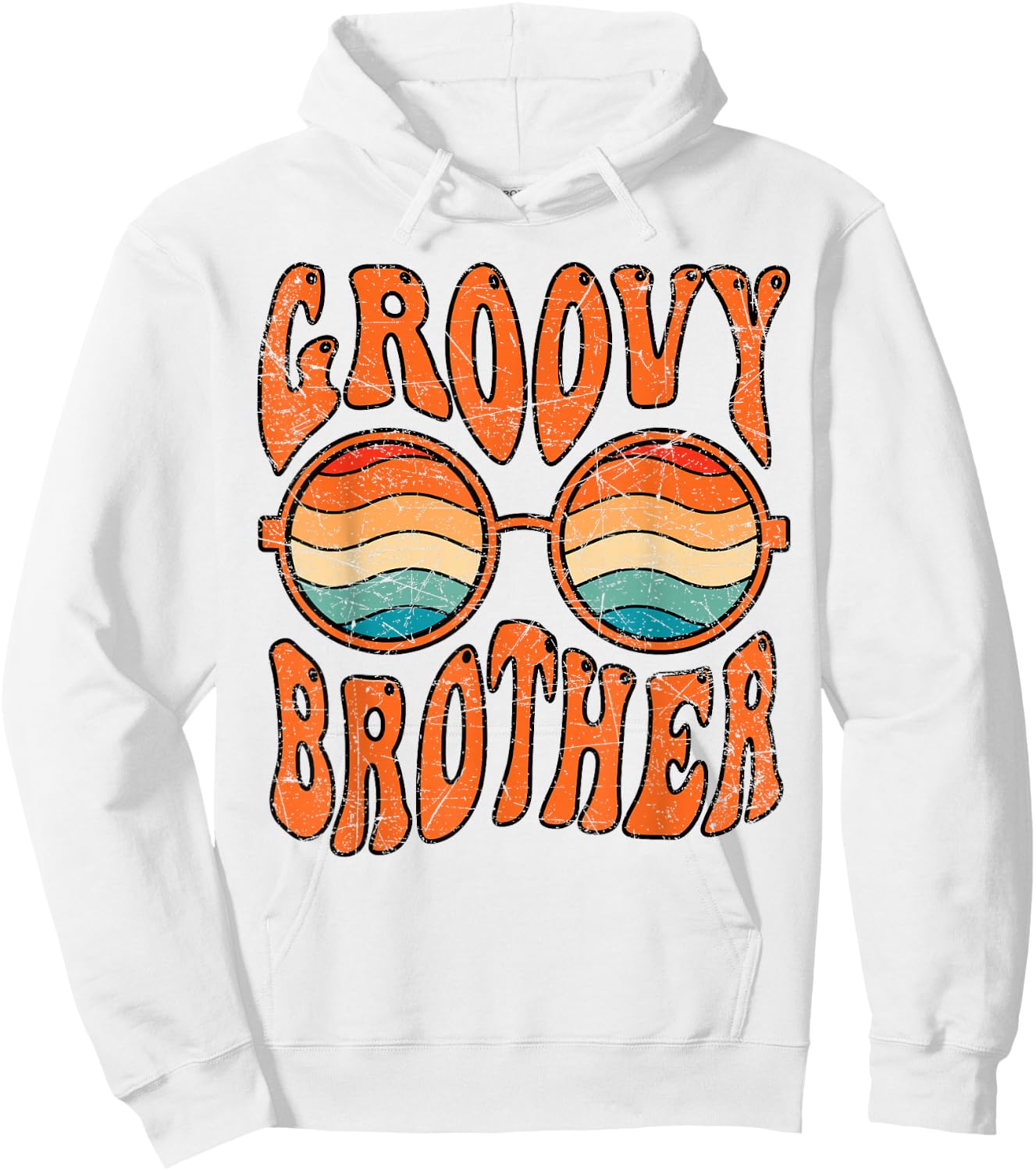 Groovy Brother 70s Aesthetic 1970's Retro Brother Hippie Hoodie - Hoodie | White