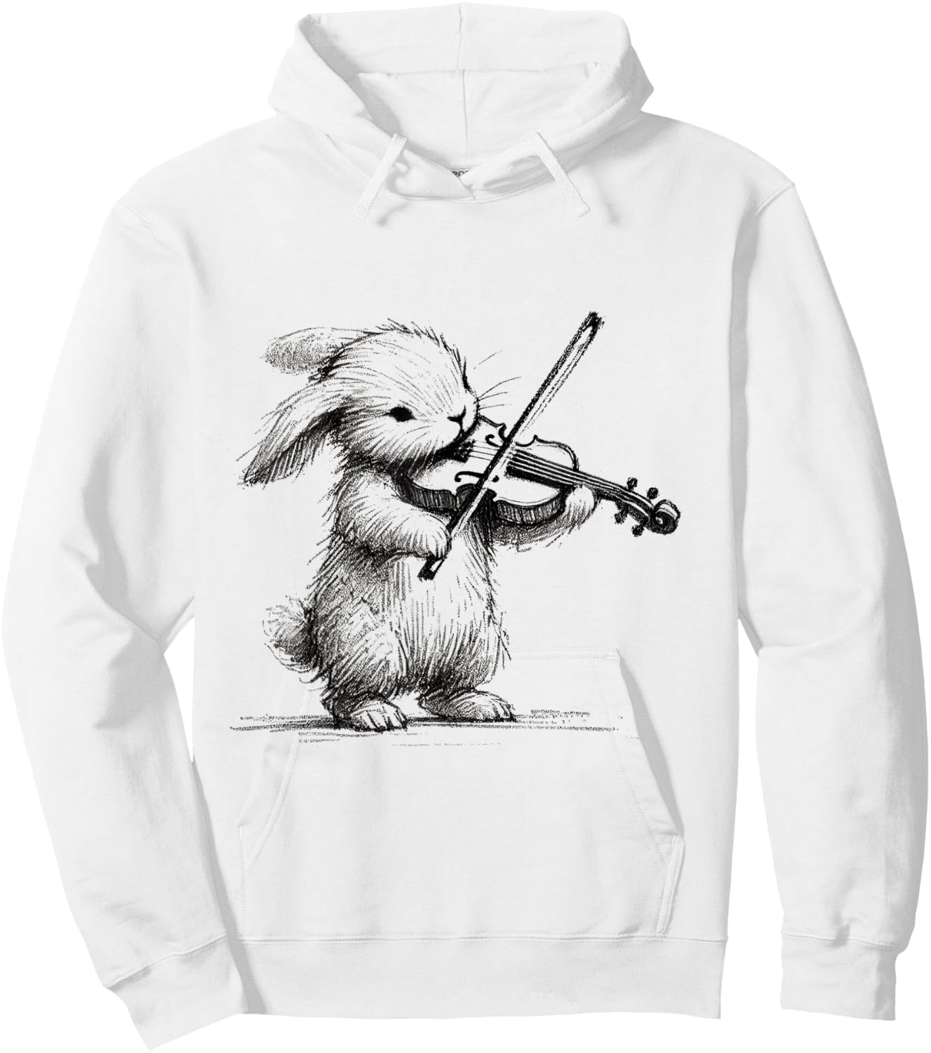 Bunny Playing Violin – Cute Musical Animal Art Hoodie - Hoodie | White