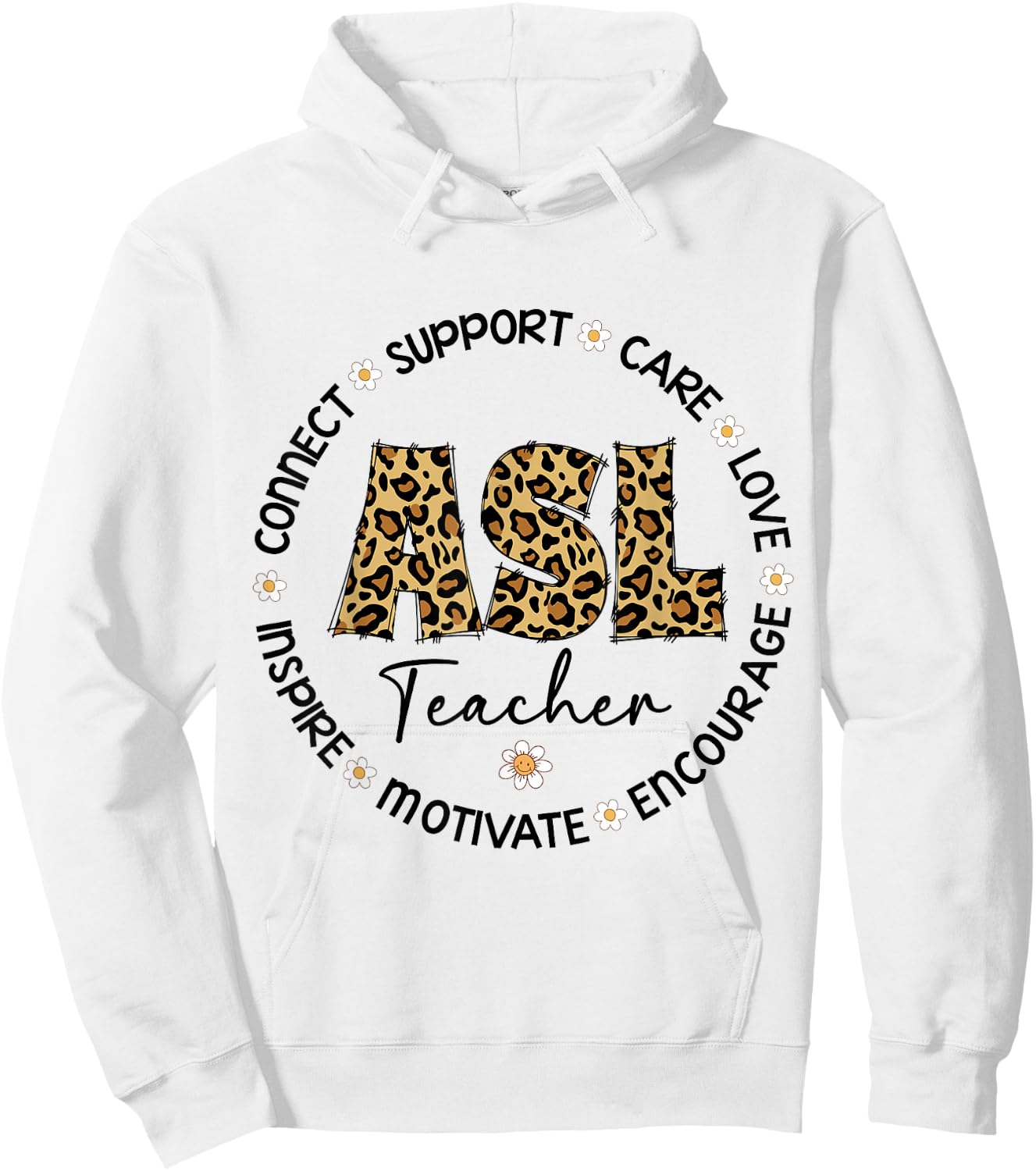 Leopard ASL Teacher Appreciation Week back to school Hoodie - Hoodie | White