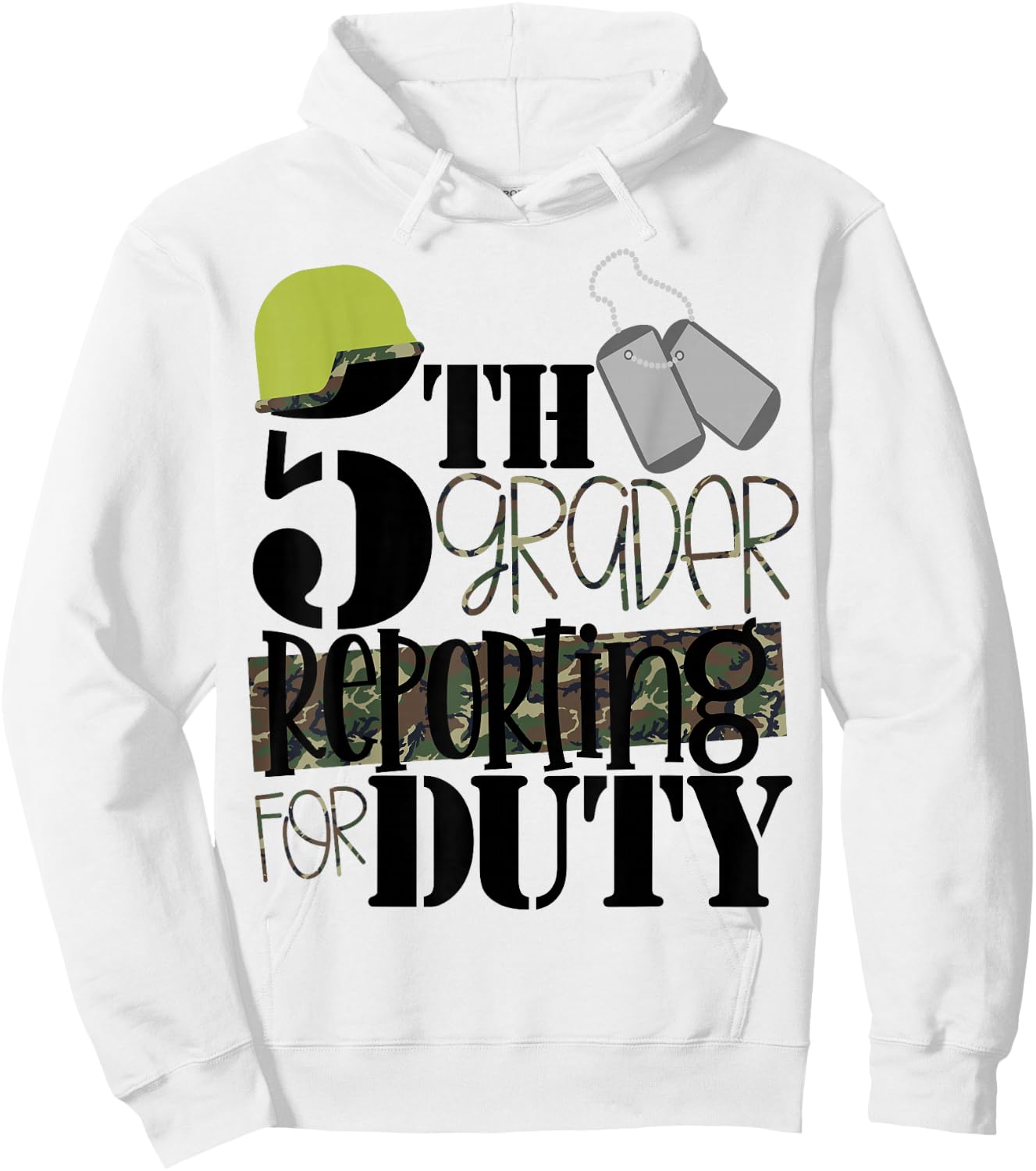 5th Grade Soldier Military Kids 1st Day School Camo Hoodie - Hoodie | White